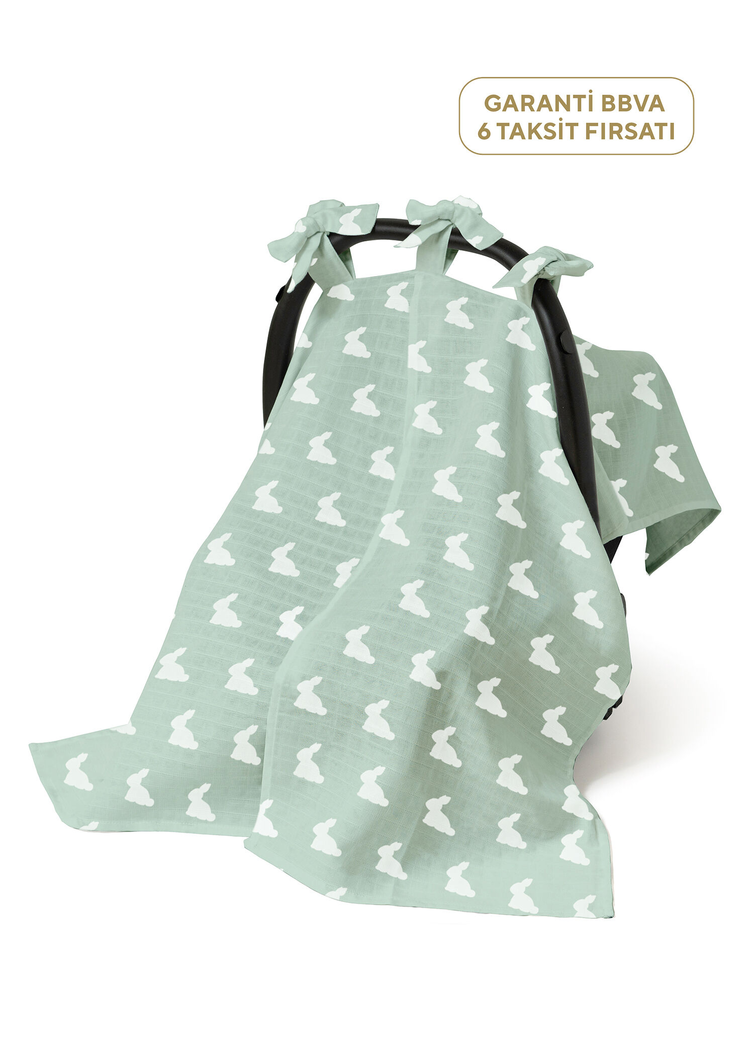 %100 Pamuk Mono Lapin Matcha Green Pamuklu Müslin Puset Örtüsü