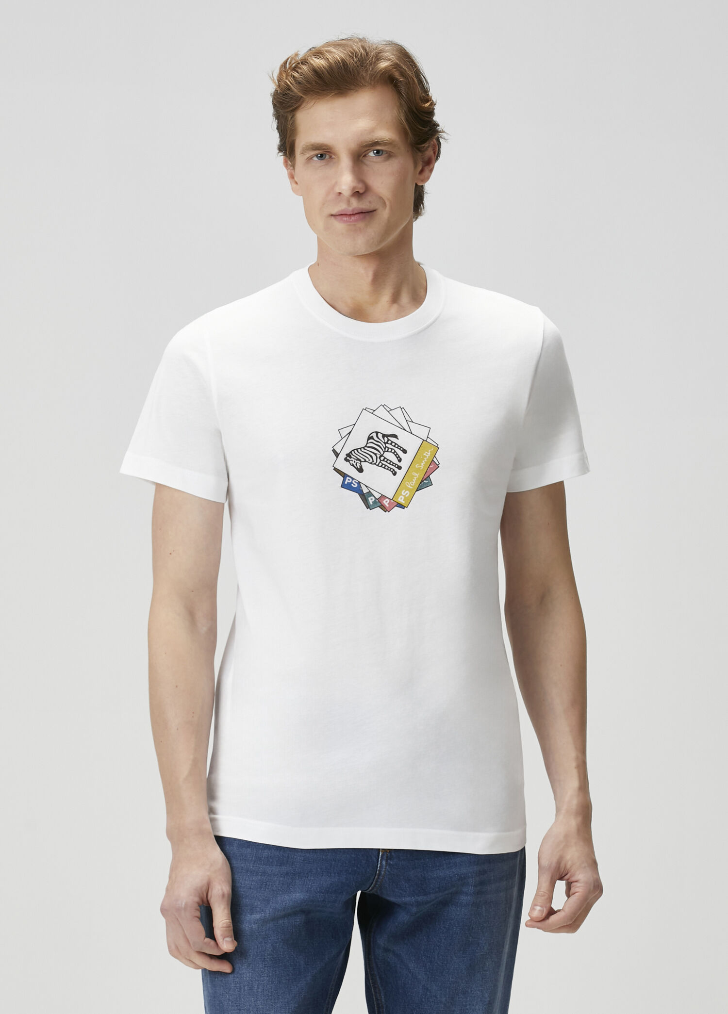 Beyaz Logo Baskılı Organik Pamuk T-shirt