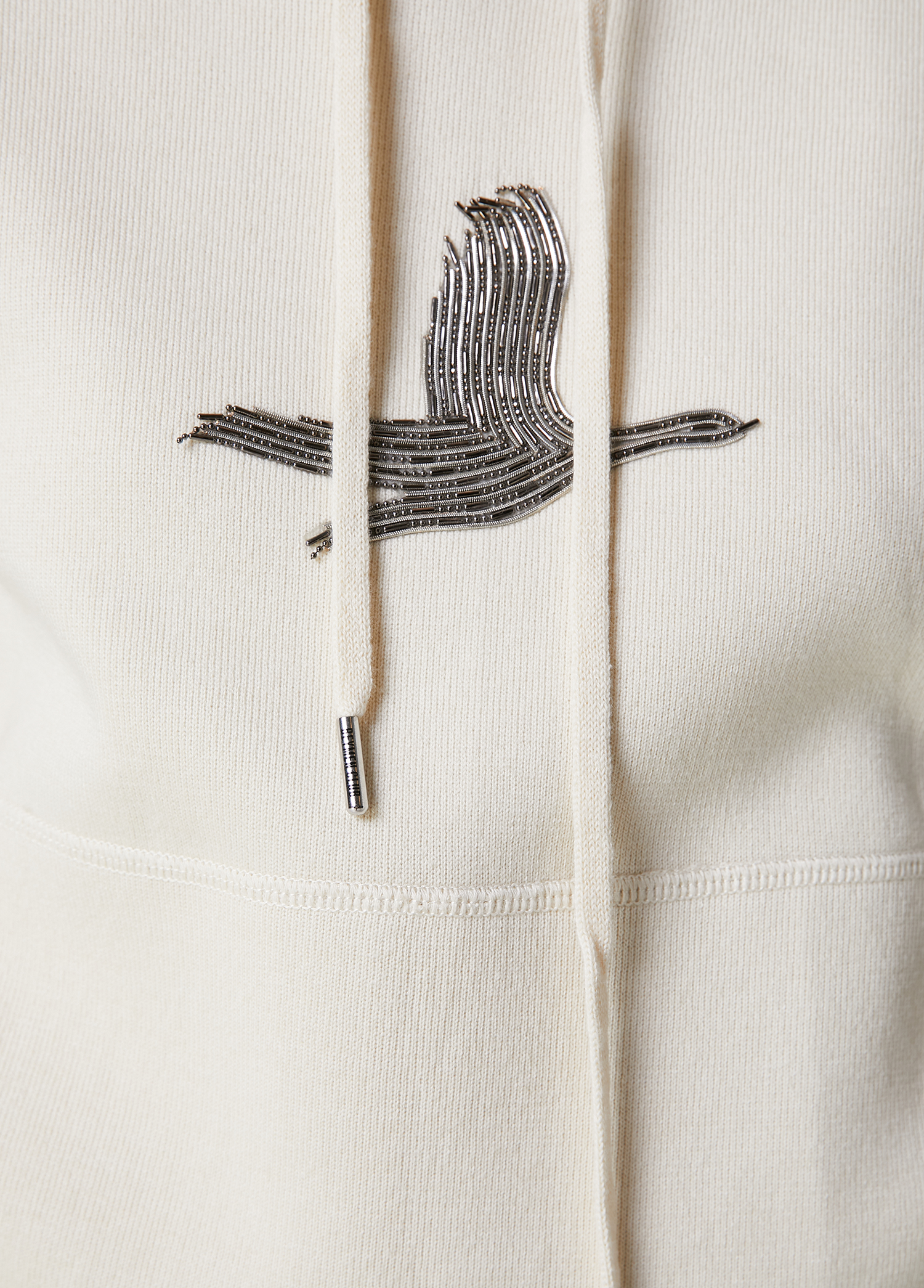 Ekru Kapüşonlu Logolu Sweatshirt_4