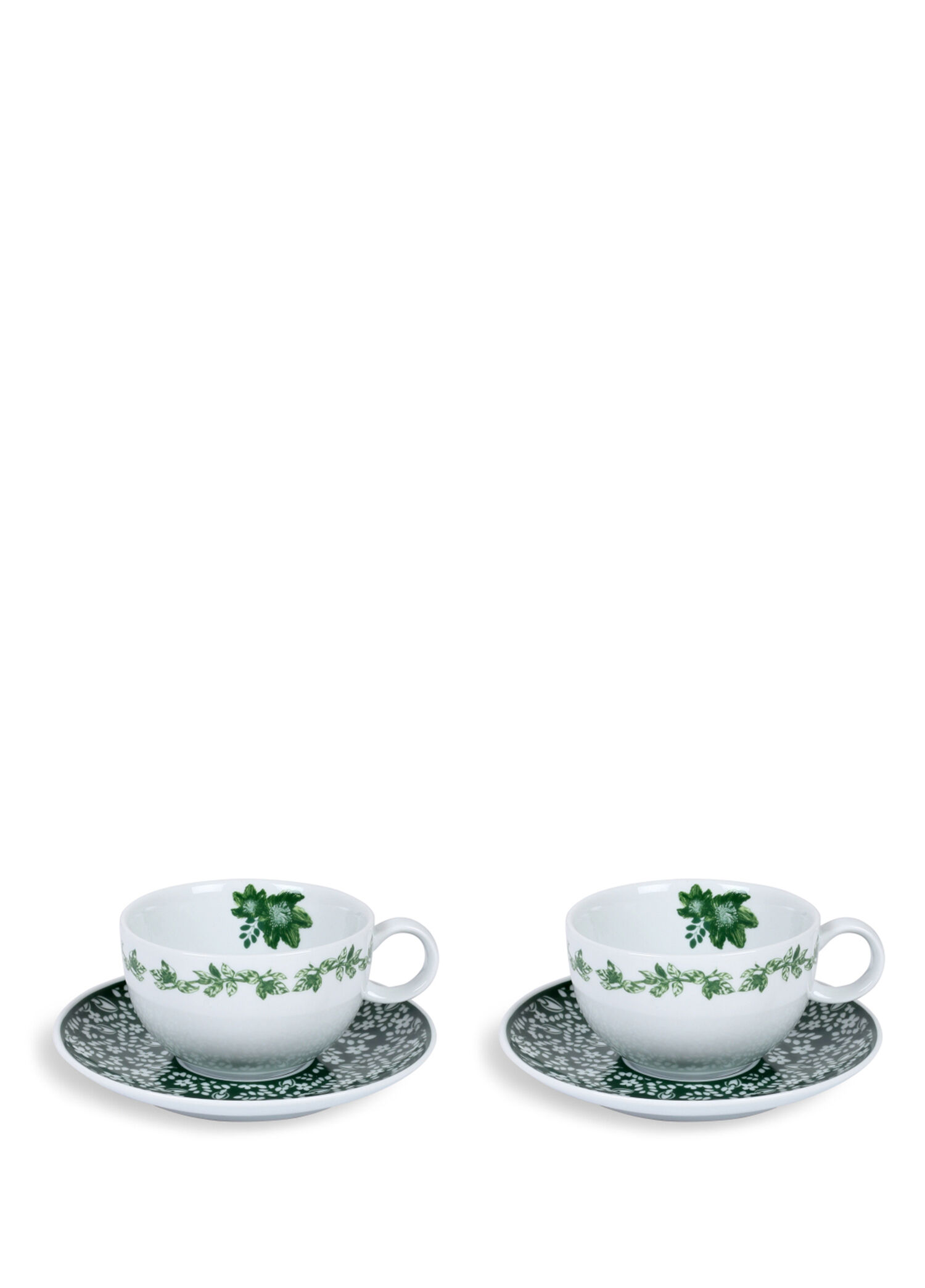 Victorian Garden Collection Yeşil Porselen Çay Fincanı ve Tabağı