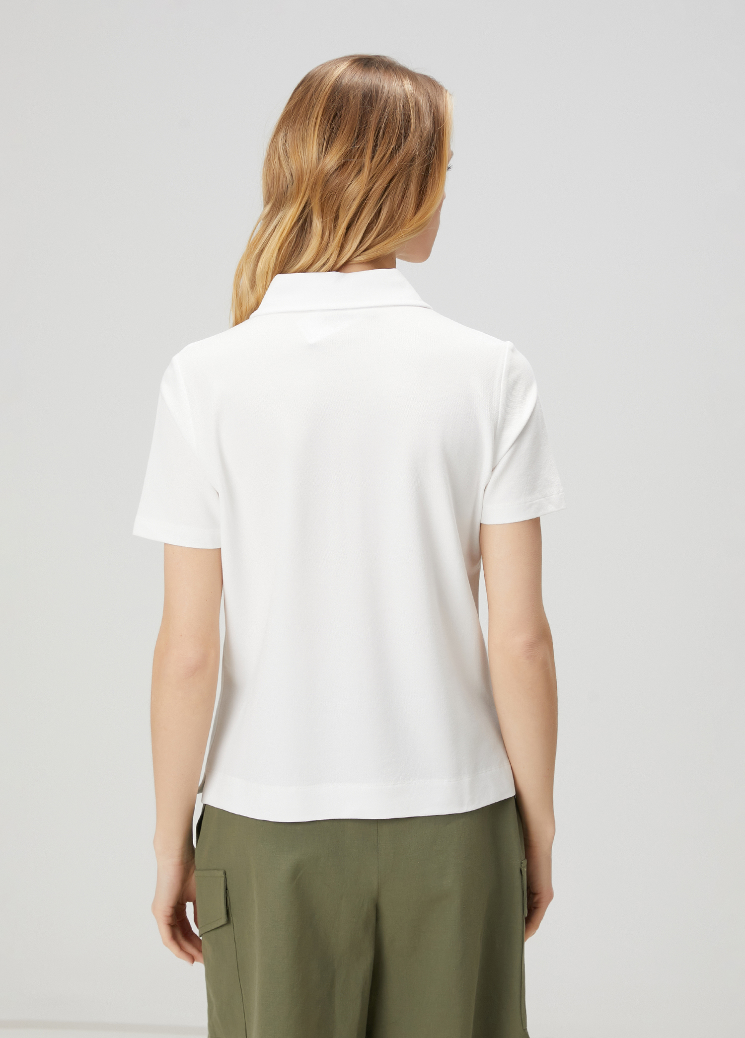 Beyaz Pike Polo T-shirt_5