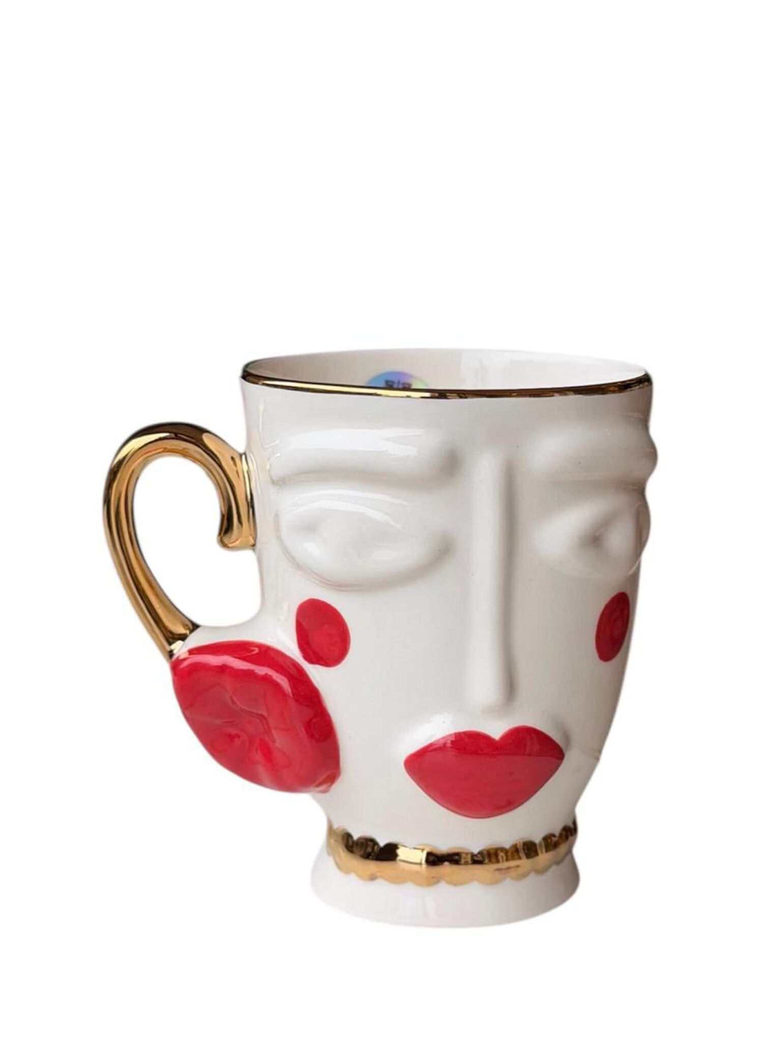 Rukiye Daisy Mug Kırmızı Makyaj Seramik Bardak