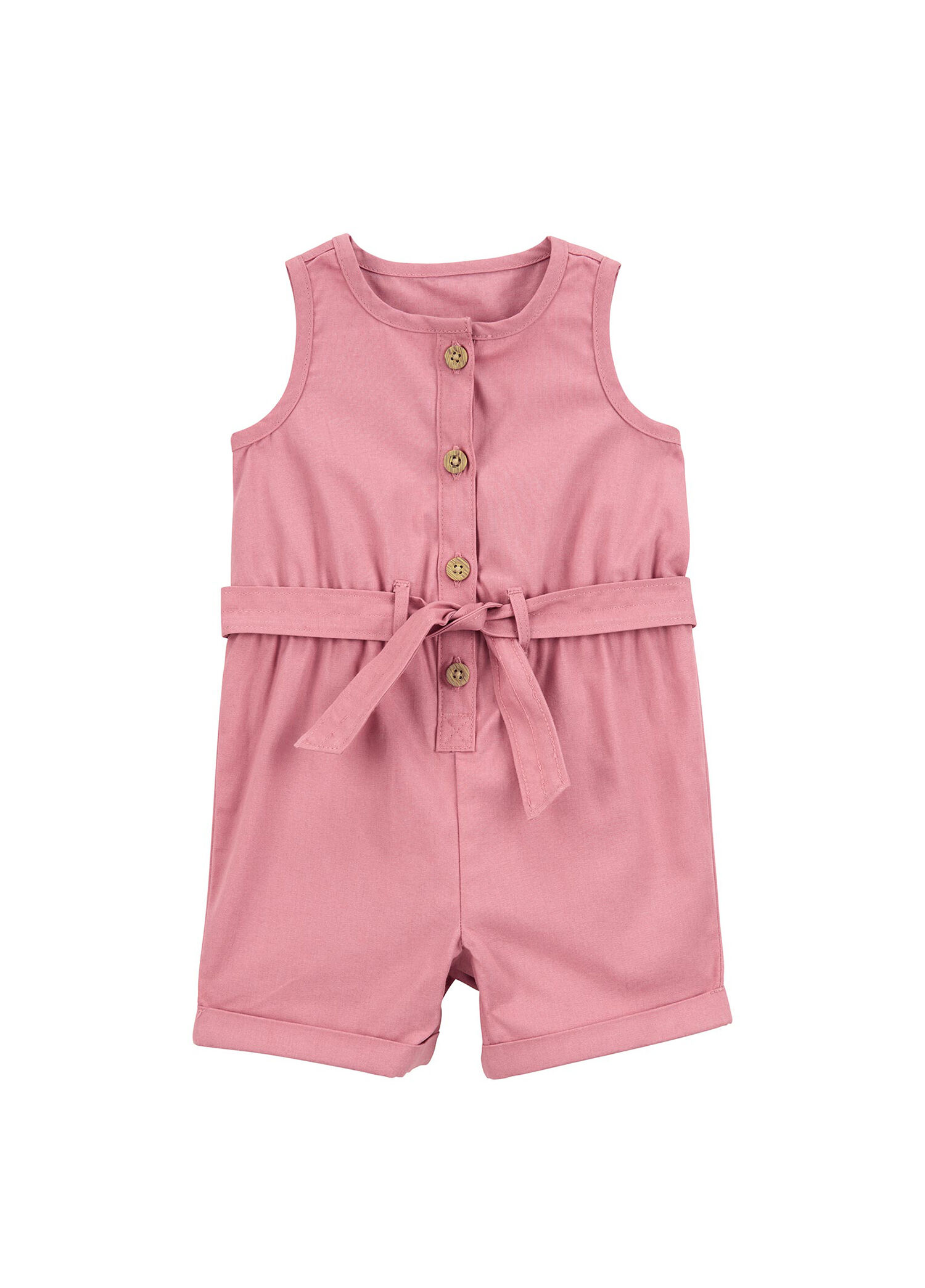 Pembe Kolsuz Kız Bebek Şortlu Tulum