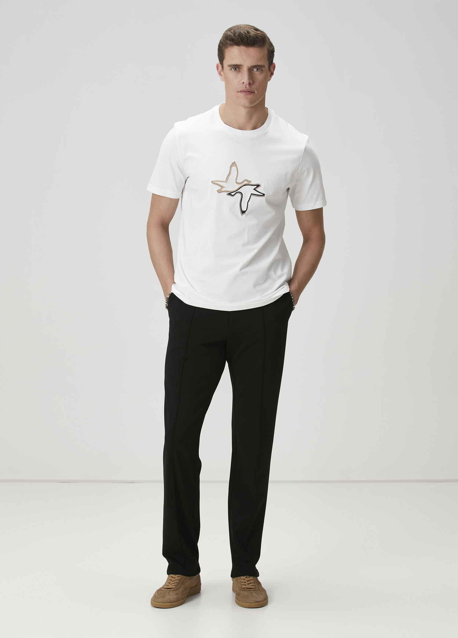 Beyaz Kaz Nakışlı T-shirt_1