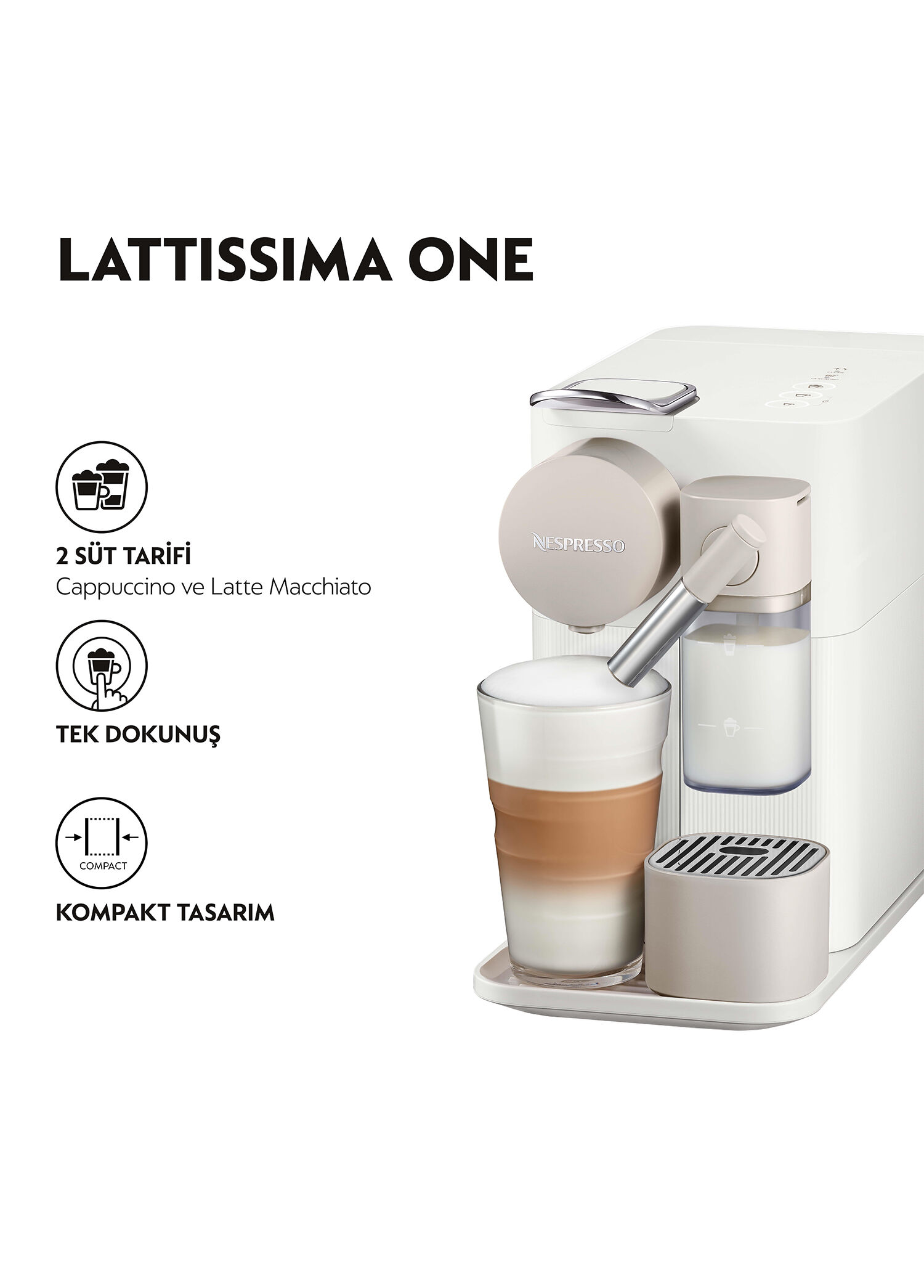 Nespresso - F121 White Lattissima One Kapsüllü Espresso Kahve