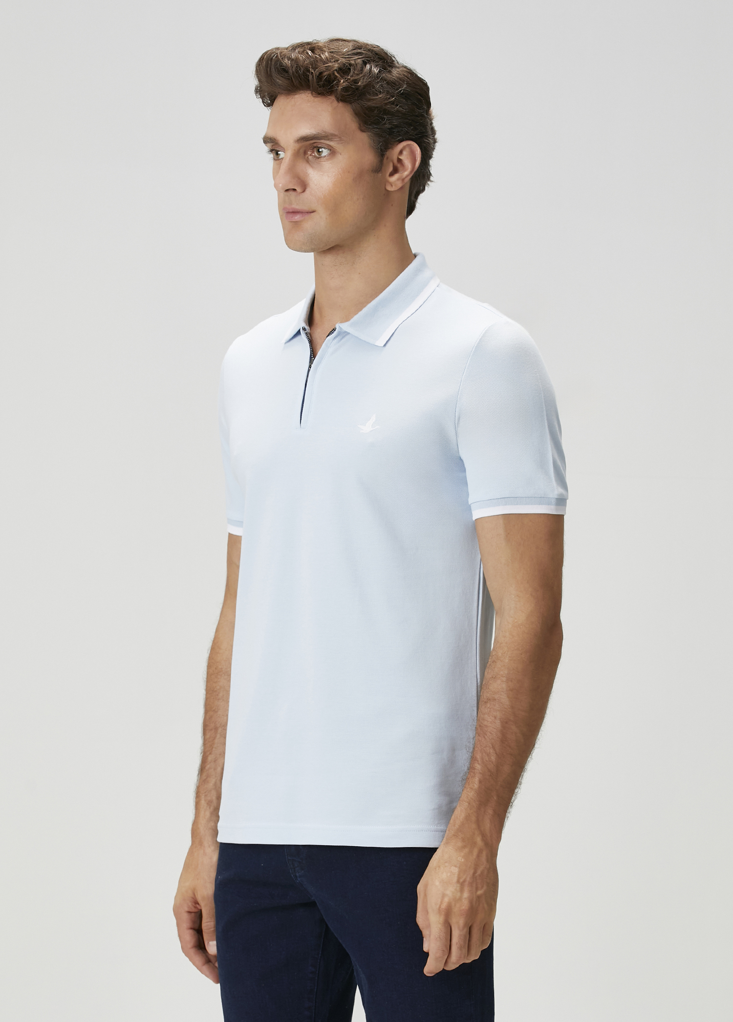 Açık Mavi Beyaz Polo T-shirt_1