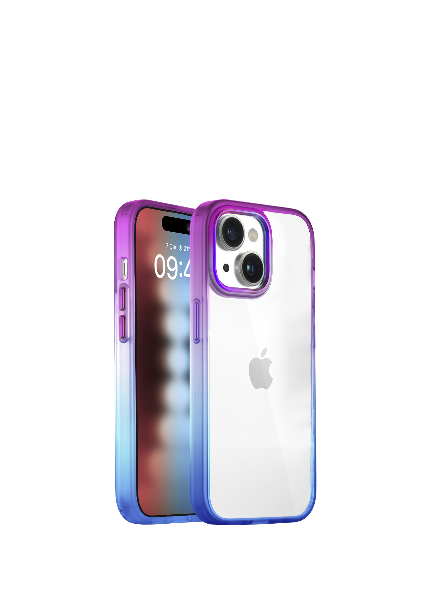 iPhone 15 Air Bumper Rainbow Blue Purple Plastik Kılıf