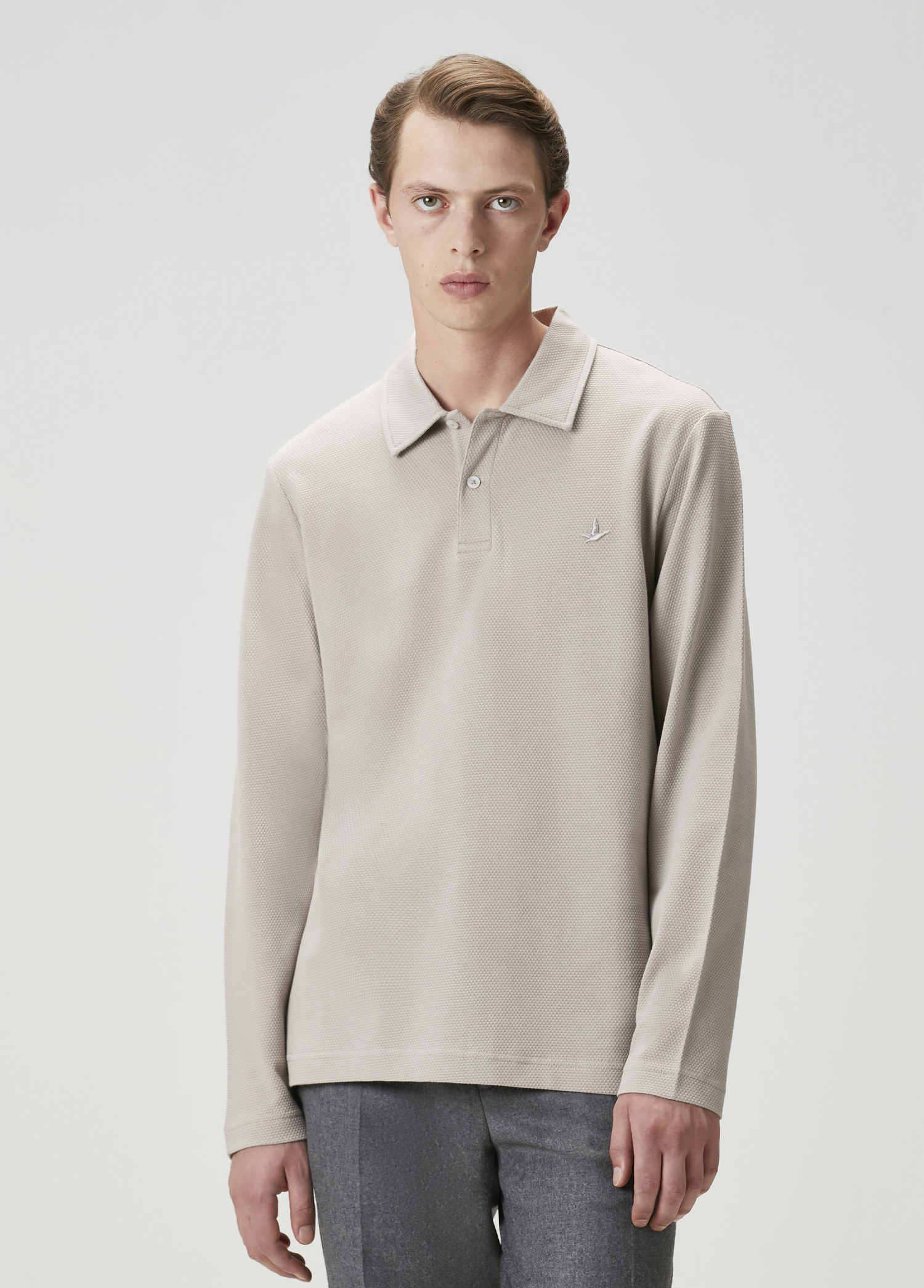 Bej Polo Yaka Sweatshirt