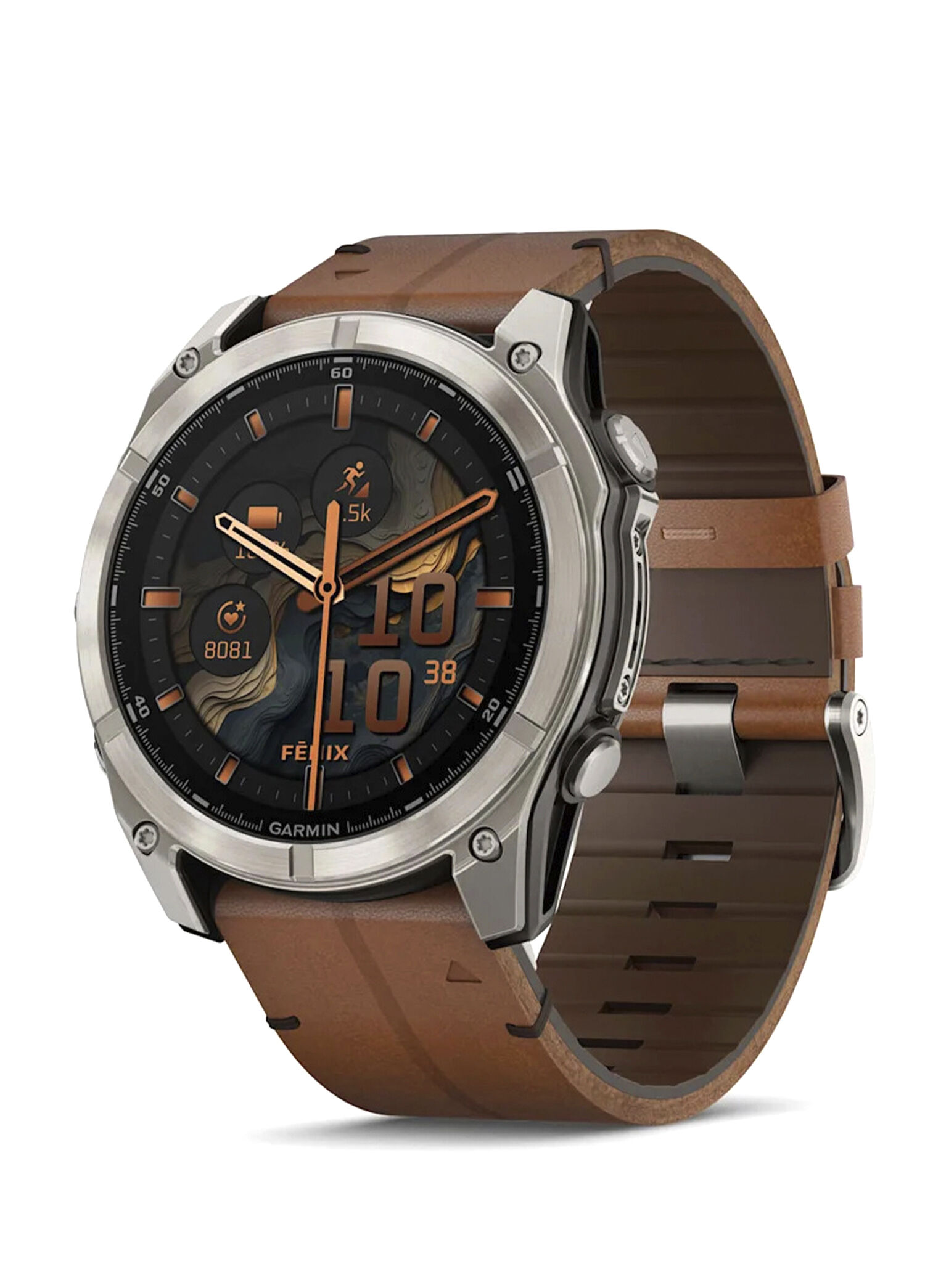 Fenix 8 Amoled Sapphire 51mm Gri Titanyum Deri Kayışlı Akıllı Saat