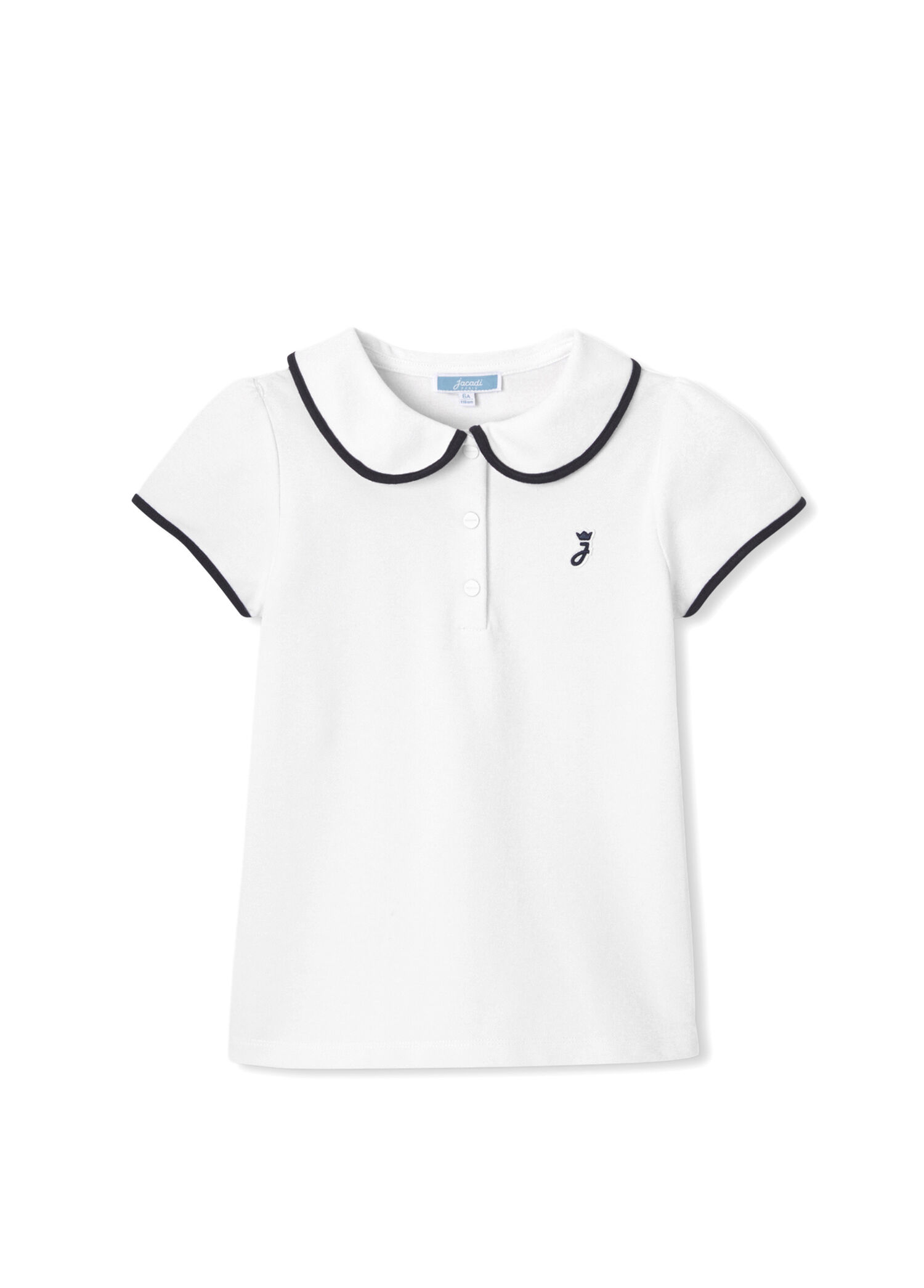 Beyaz Polo Yaka Kısa Kollu Kız Çocuk T-Shirt