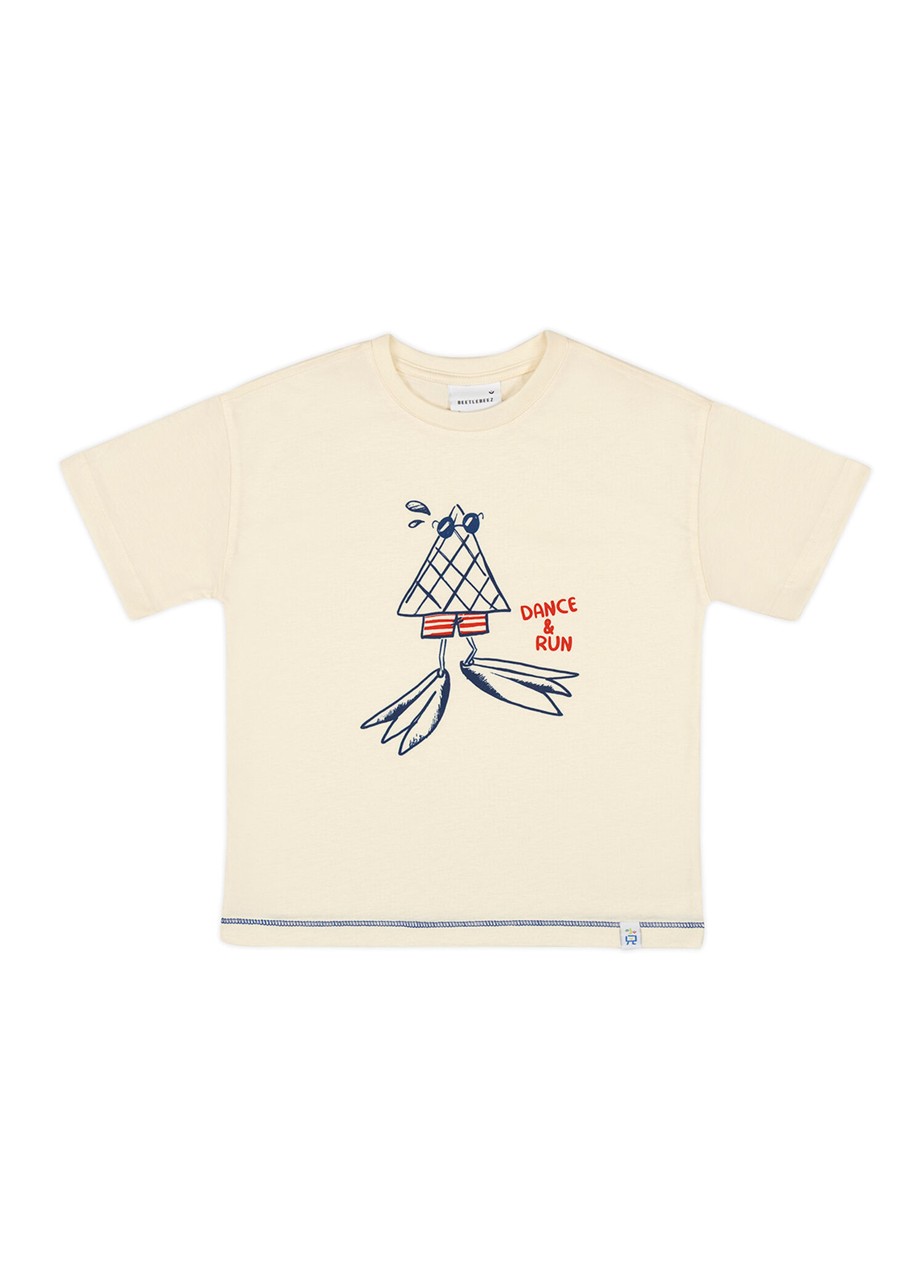 Cool Cone Crew Baskılı Ekru Oversize Kısa Kollu Erkek Çocuk T-Shirt