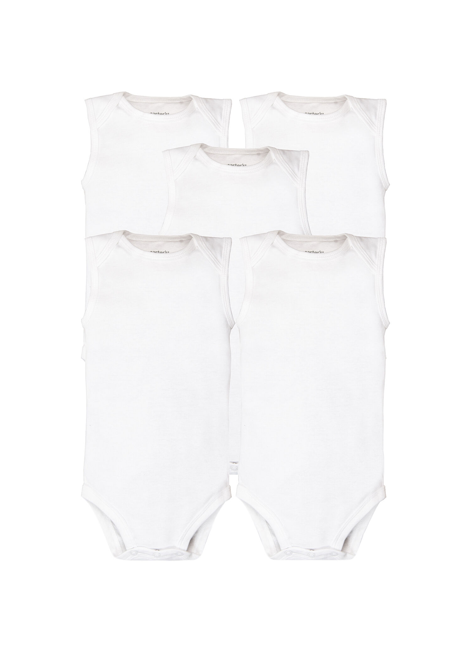 Beyaz Çıtçıtlı Kolsuz Unisex Bebek 5'li Body Set
