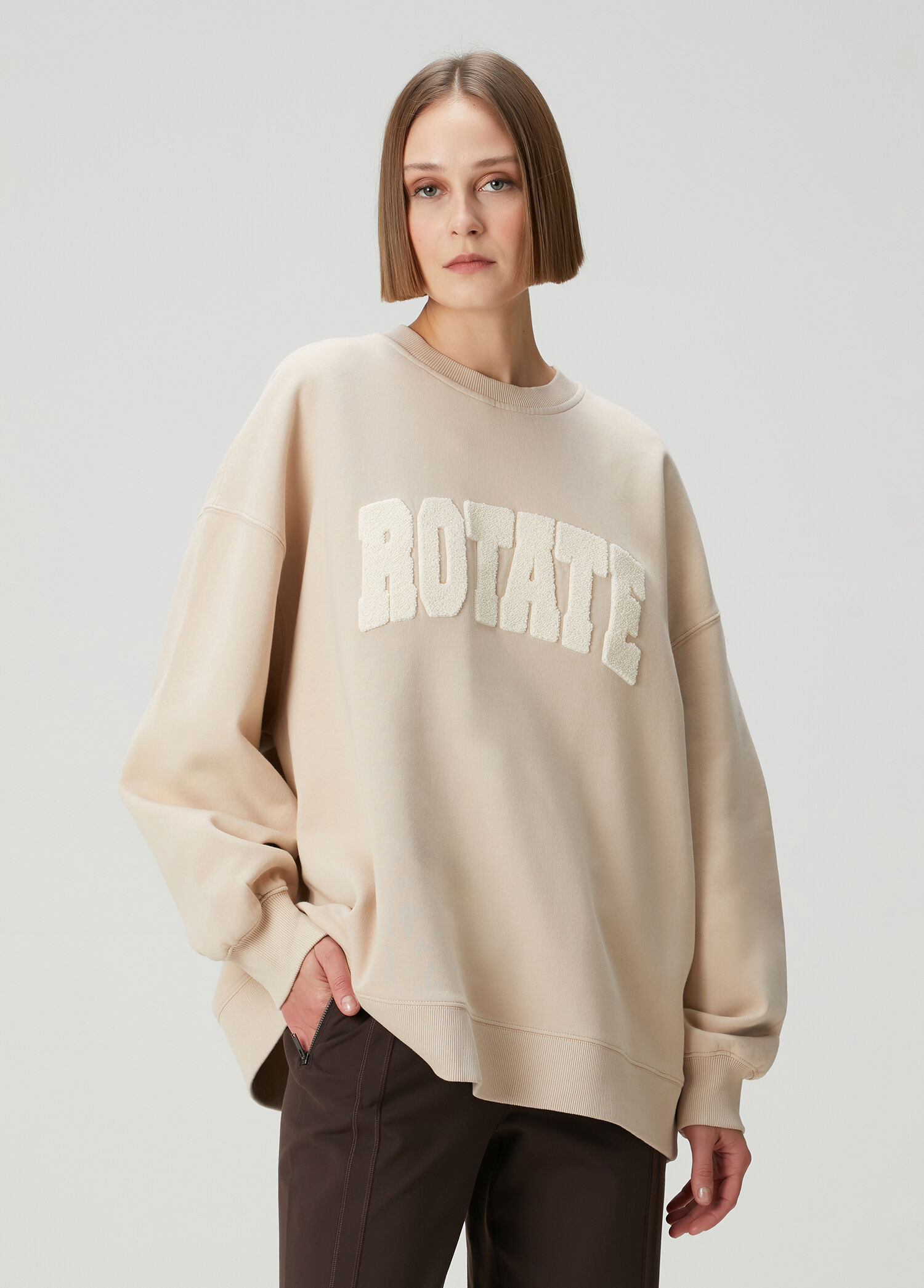 Bej Organik Pamuk Sweatshirt