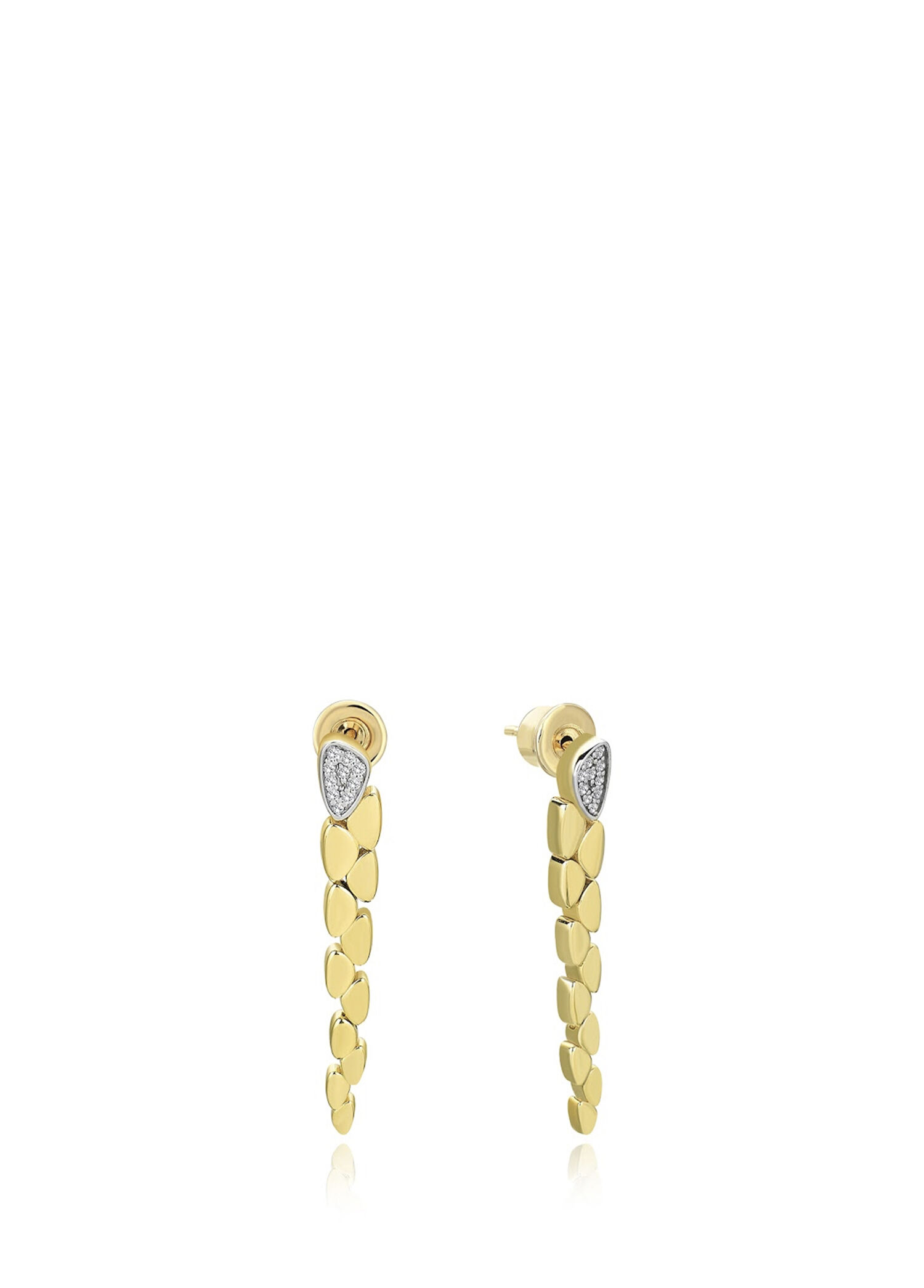 Togetherness Earring Pırlanta Taşlı 14 Ayar Sarı Altın Kadın Küpe