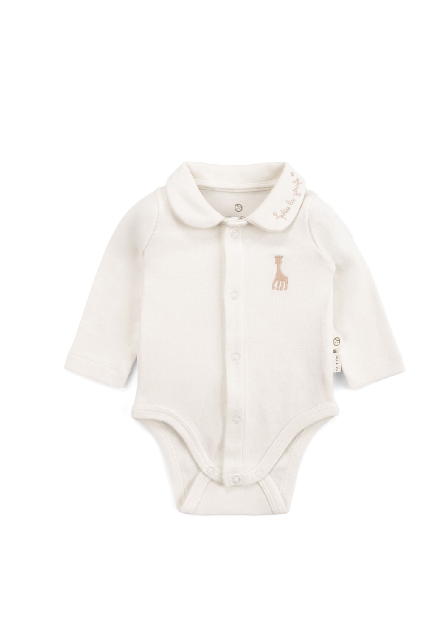 Sophie la Girafe Kırık Beyaz Organik Pamuk Bebe Yaka Unisex Bebek Body