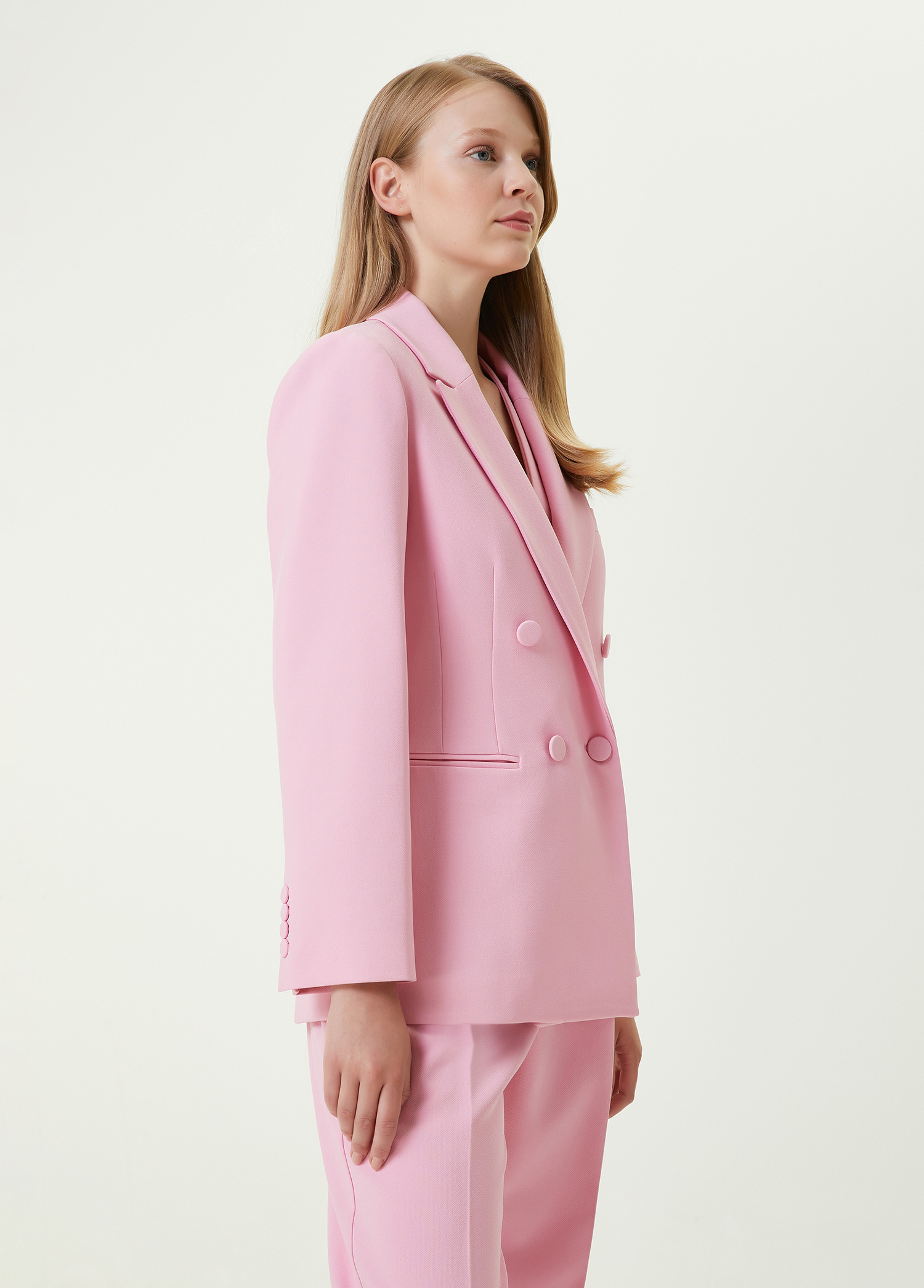 Pembe Kırlangıç Yaka Kruvaze Blazer_2