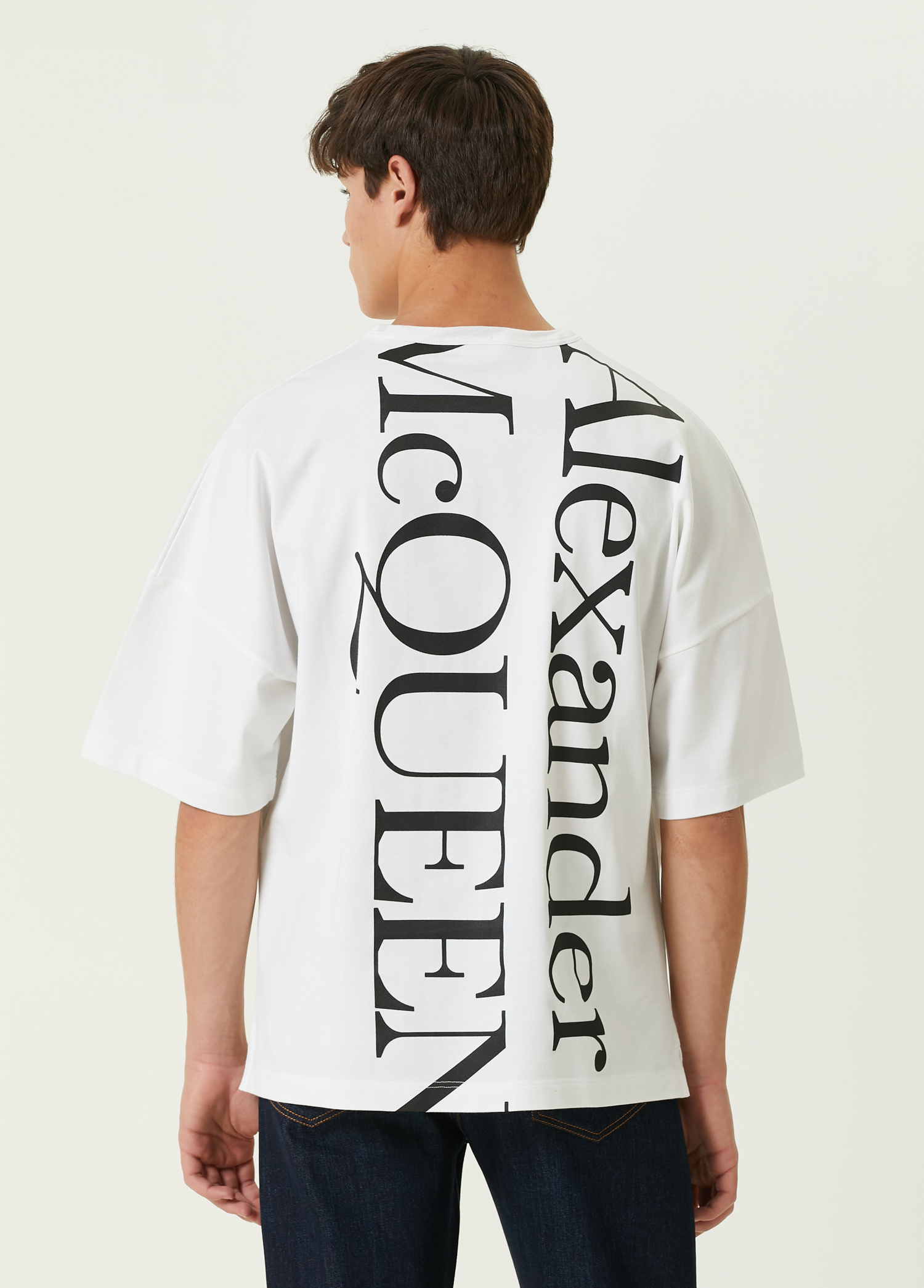 Tシャツ・カットソー ALEXANDER MCQUEEN Logo print t-shirt White/Black 781403QZALT Alexander Mcqueen Logo Print T-Shirt In White/Black - 8% Off
