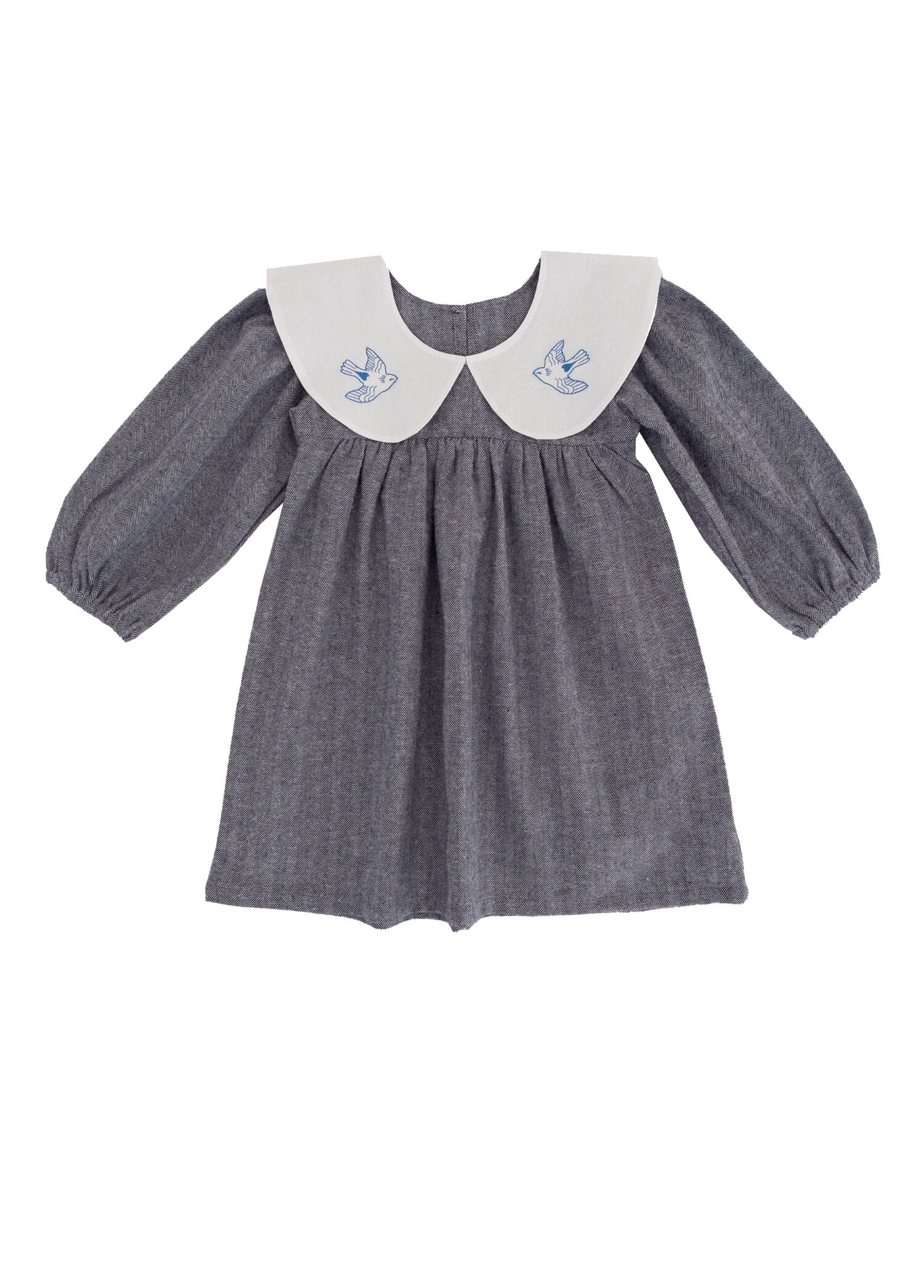 Birdie Lacivert Beyaz Bebe Yaka Kız Bebek Çocuk Elbise