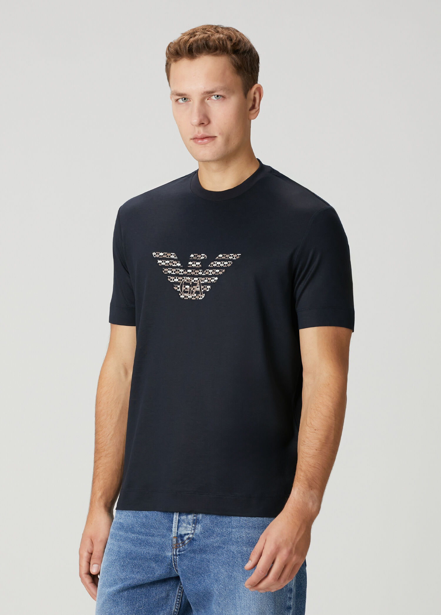 Lacivert Logo Nakışlı T-shirt