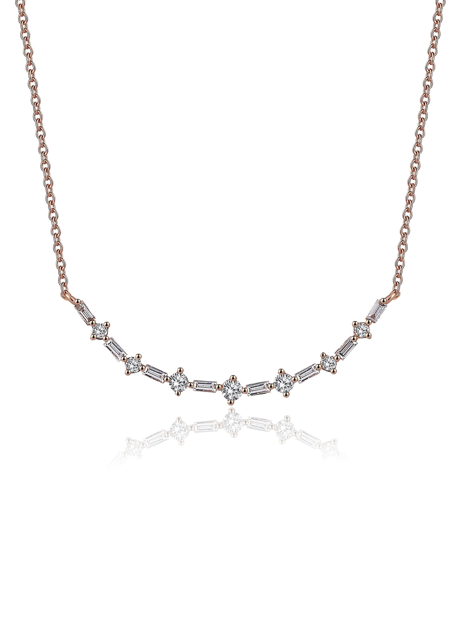 Feraye Prime Pırlanta Taşlı Rose Gold Kadın Kolye