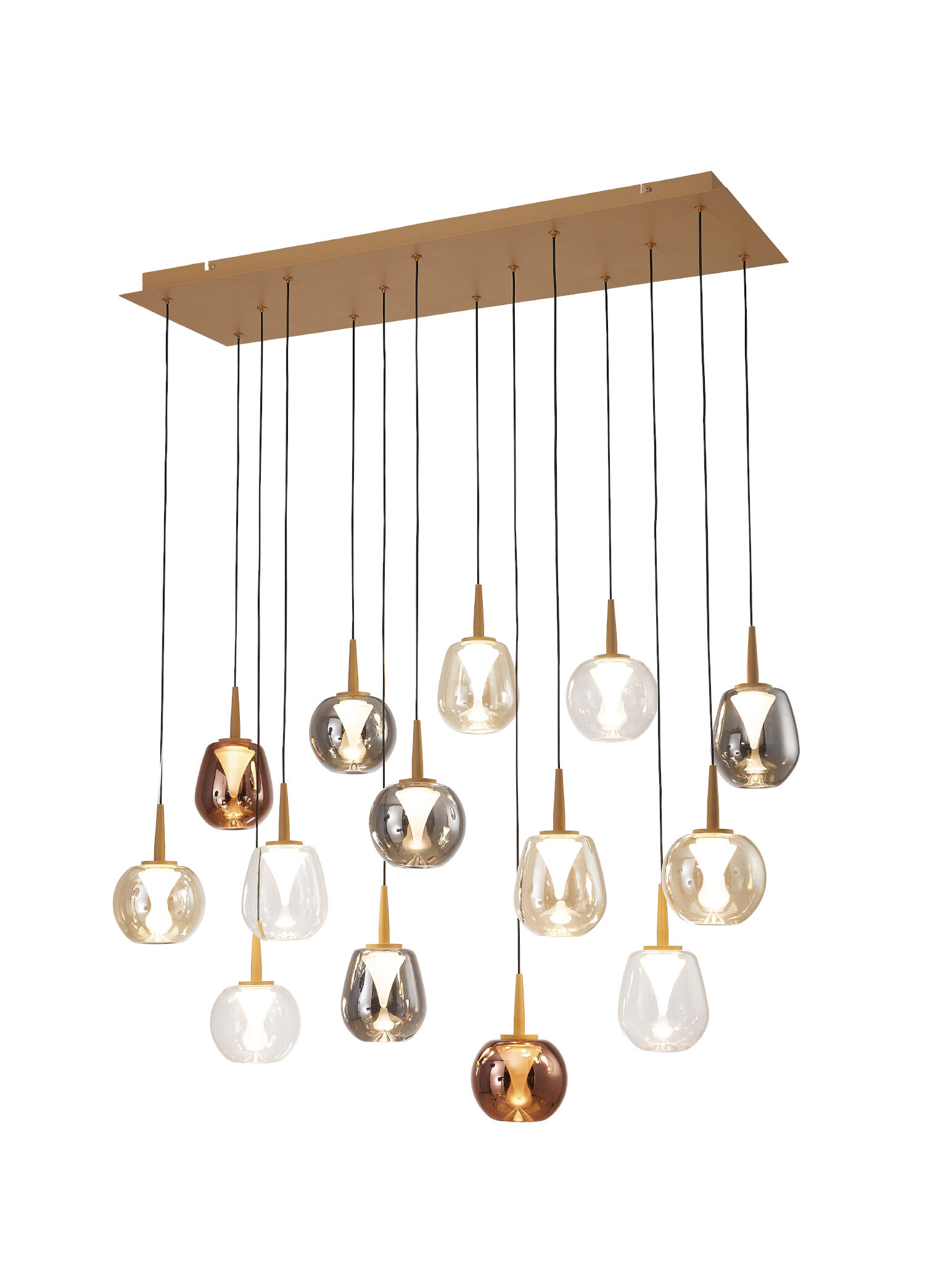 Bakara Collection - Andromeda 14 Camlı Led Dikdörtgen Avize 90 x