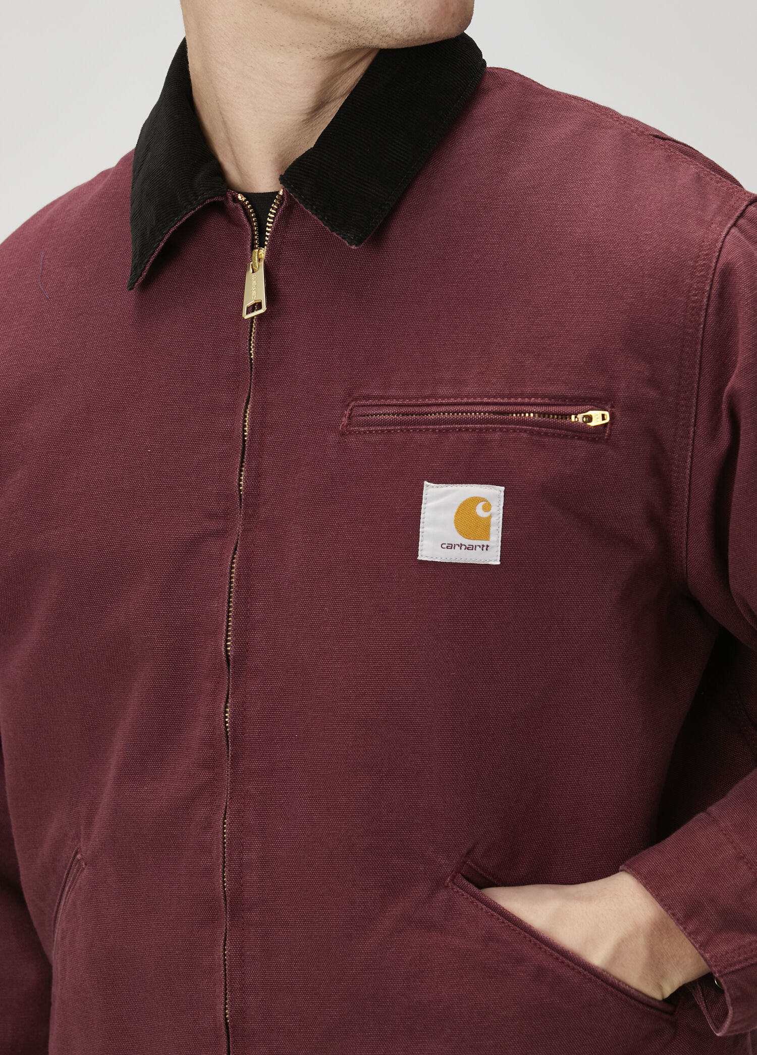 Carhartt WIP Bordo Erkek OG Detroit Bordo Organik Pamuk Mont Carhartt WIP Bordo Erkek OG Detroit Bordo Organik Pamuk Mont