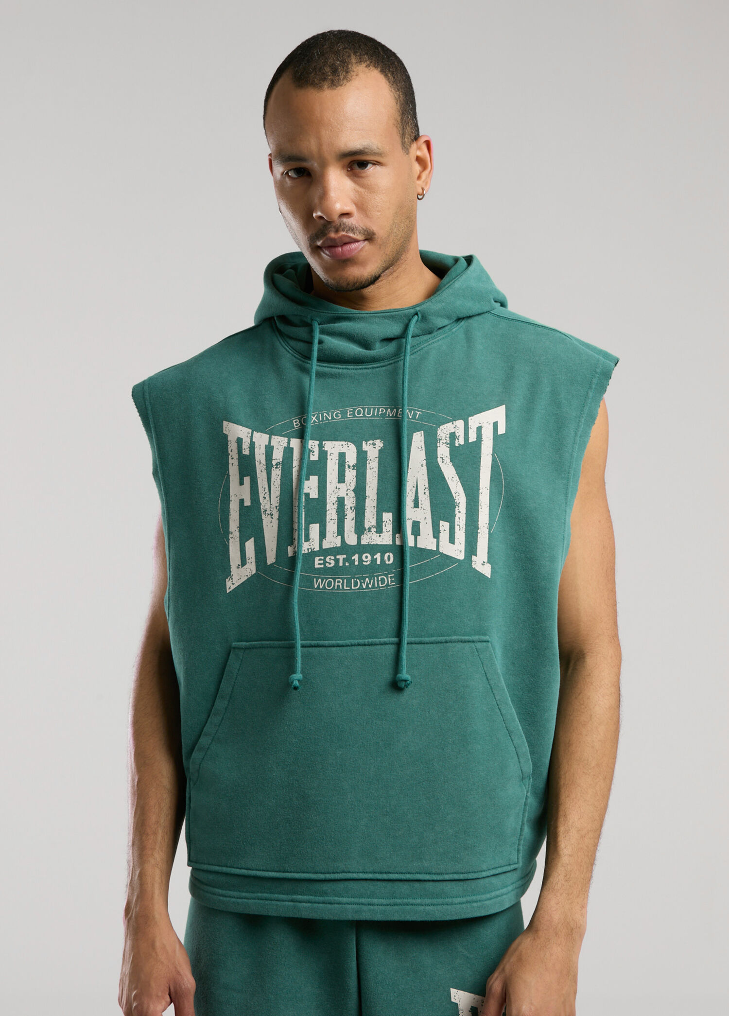 Authentic Boxing Koyu Yeşil Oversize Kolsuz Erkek Spor Sweatshirt