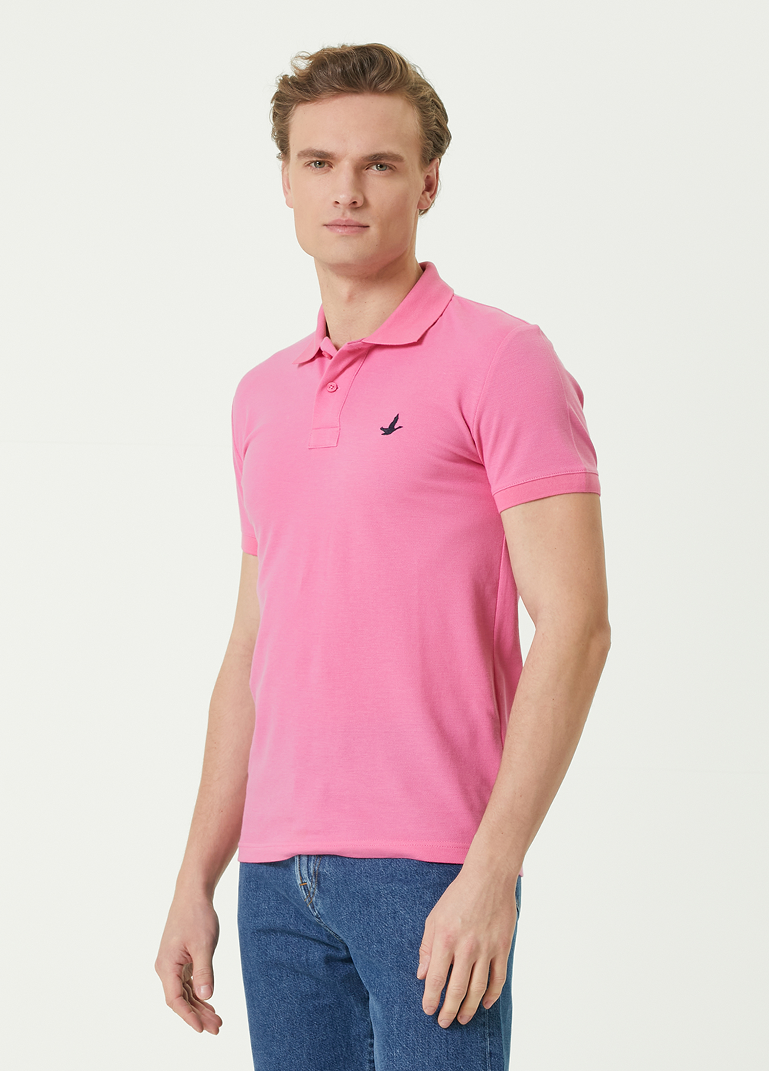 Slim Fit Pembe Polo Yaka T-shirt_1