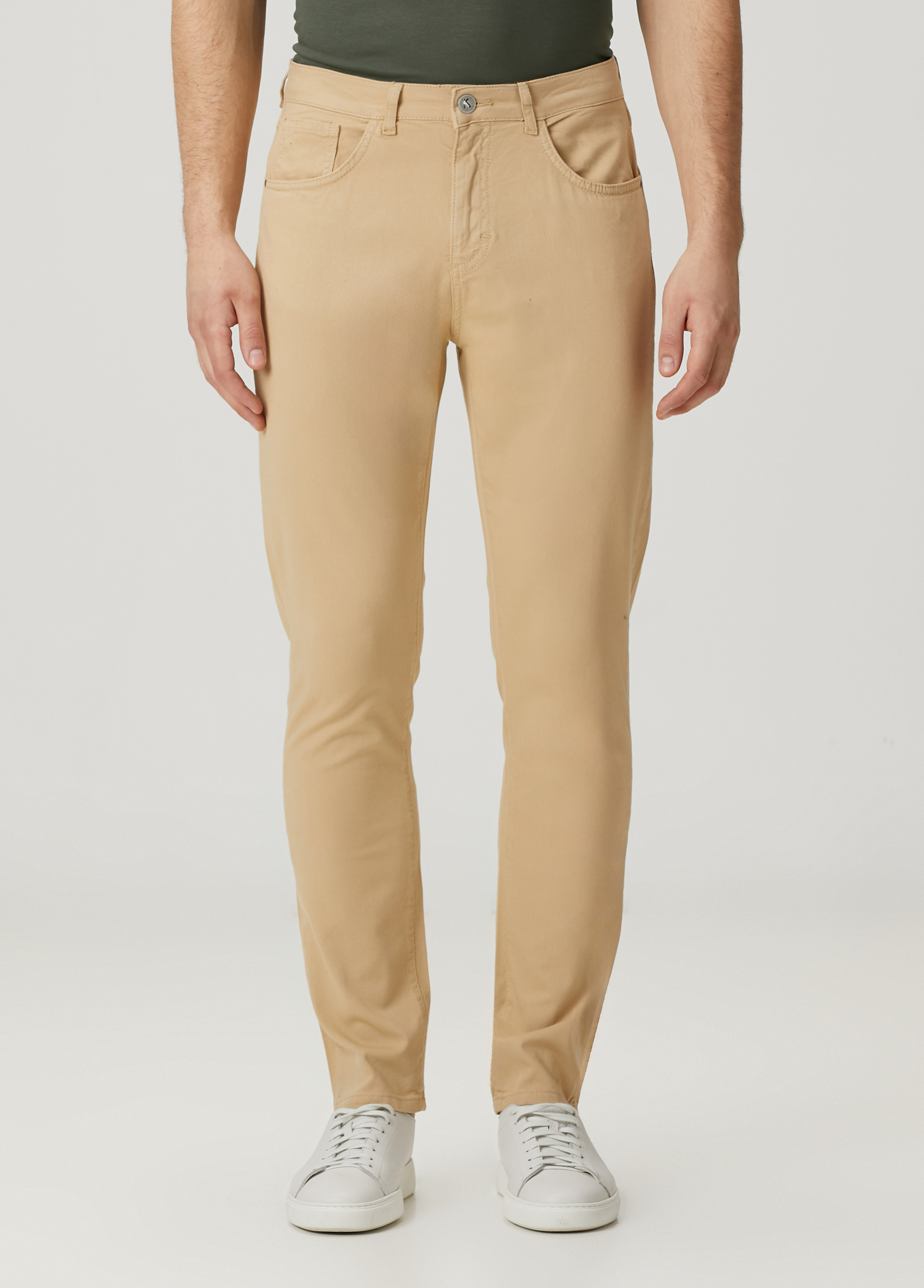 Slim Fit Bej Spor Pantolon_1