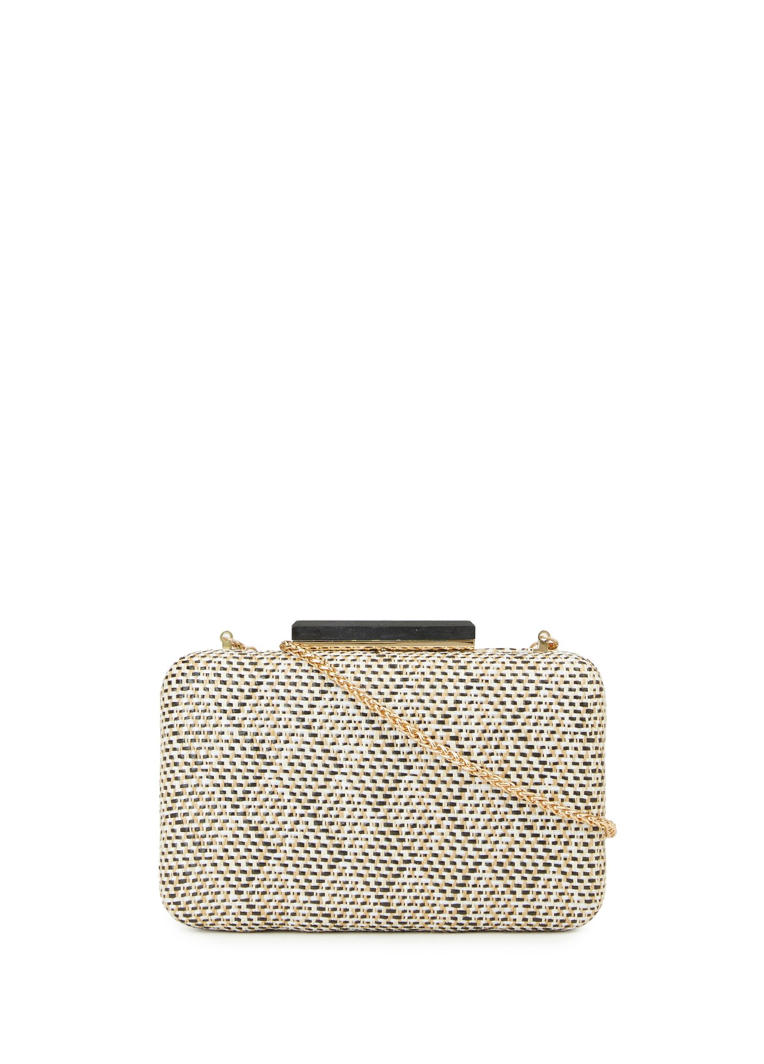 Siyah Bej Desenli Kadın Clutch