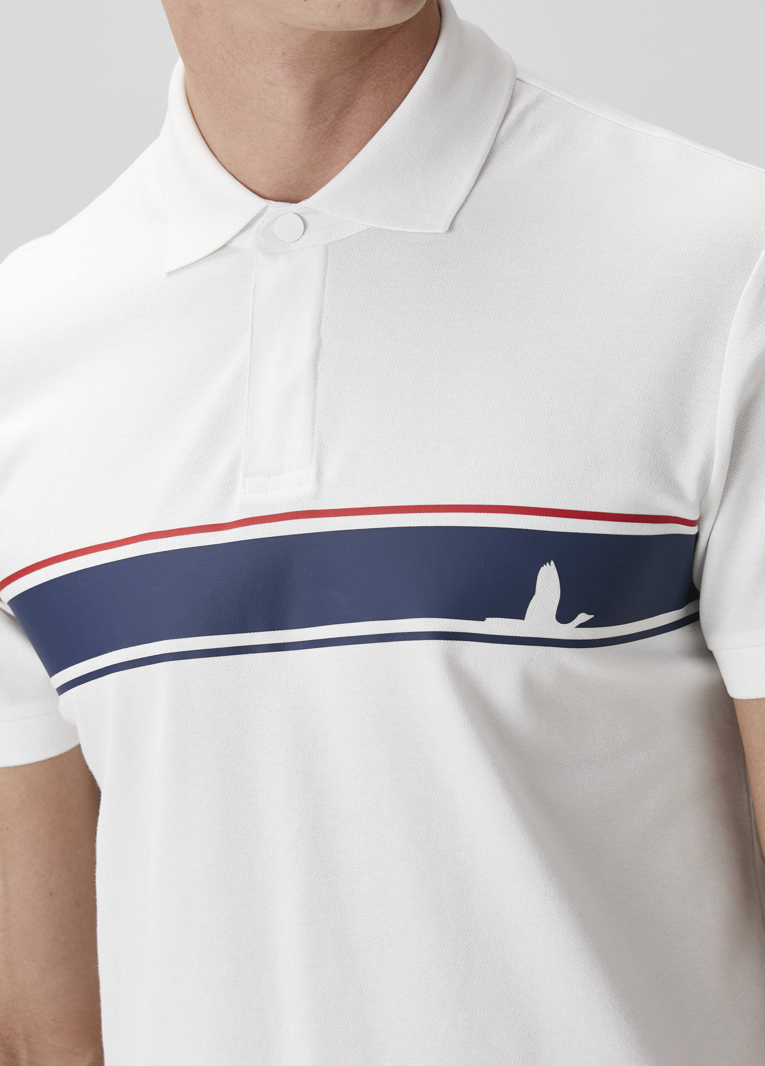 Beyaz Kaz Logolu Polo T-shirt_5
