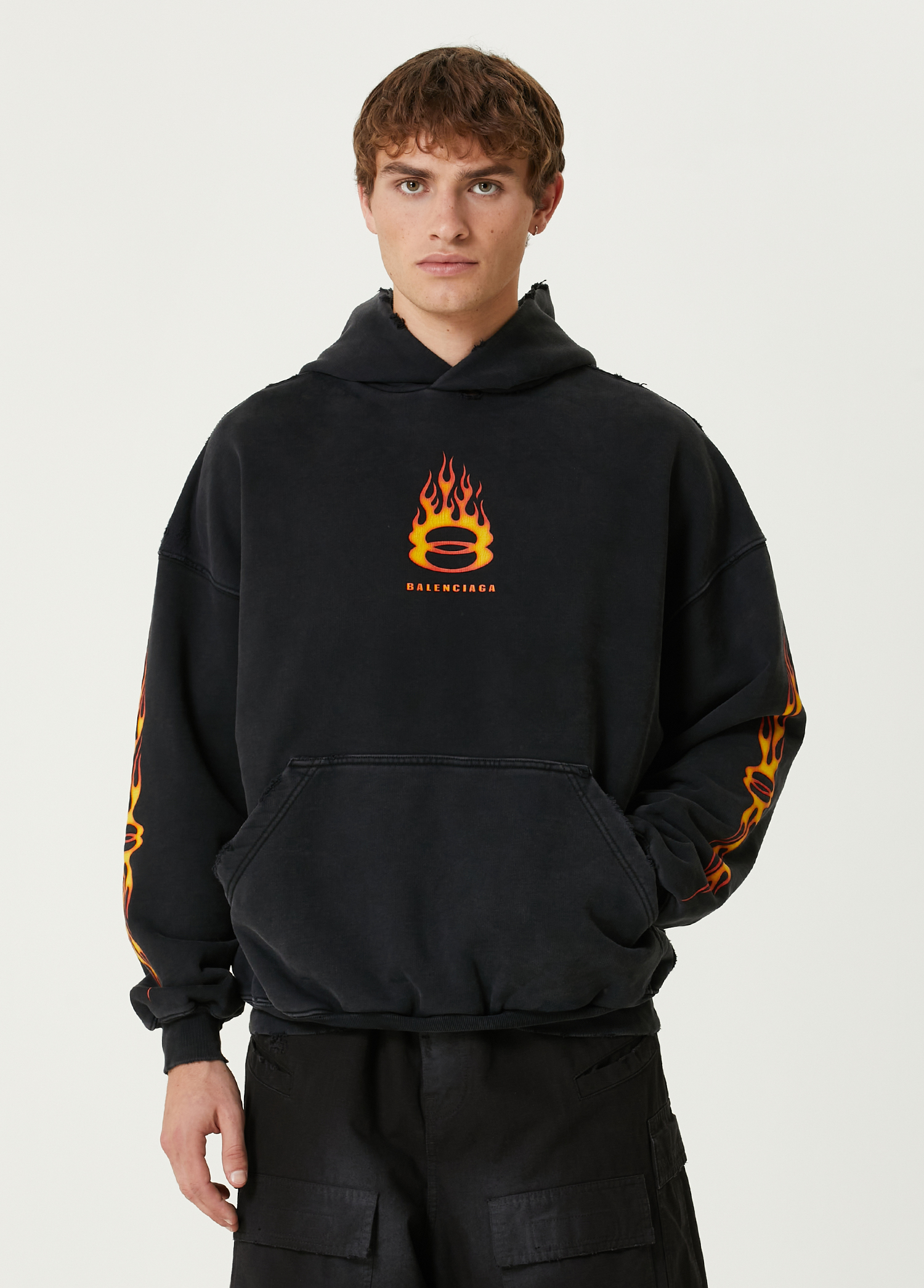 Siyah Kapüşonlu Logolu Sweatshirt