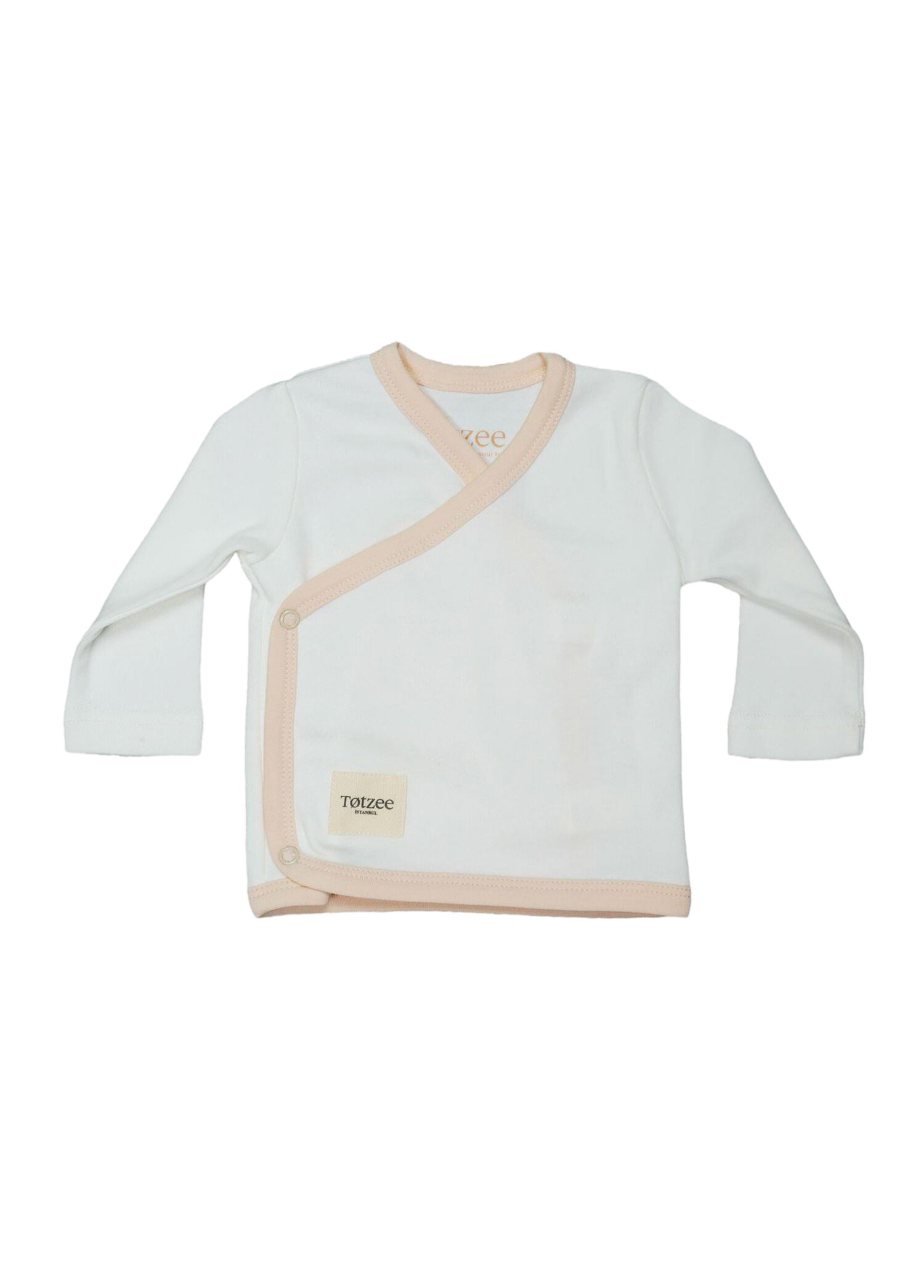 Süt Köpüğü Karamel Çıtçıtlı Kruvaze Uzun Kollu Unisex Bebek Body