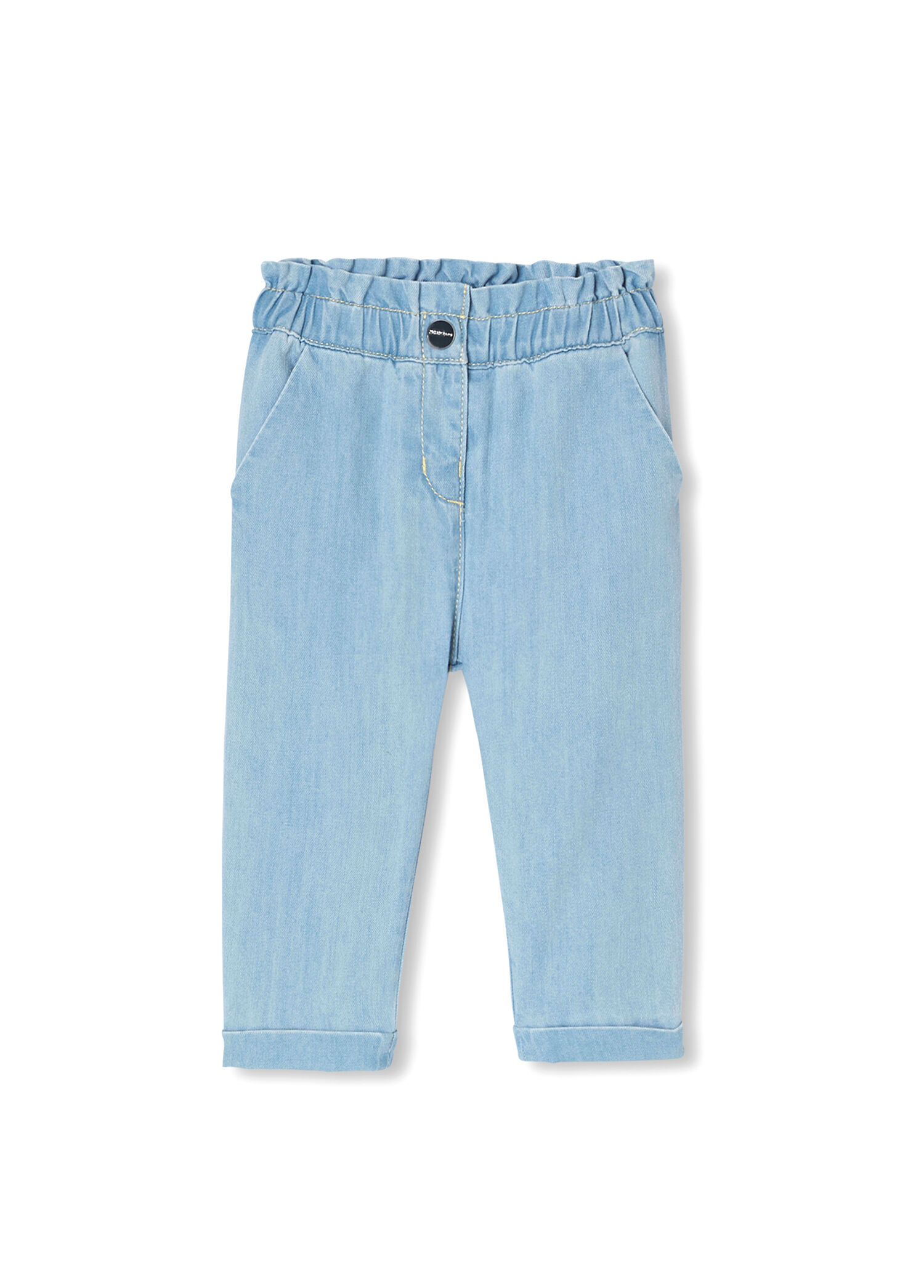 Mavi Torba Bel Havuç Kesim Kız Bebek Jean Pantolon