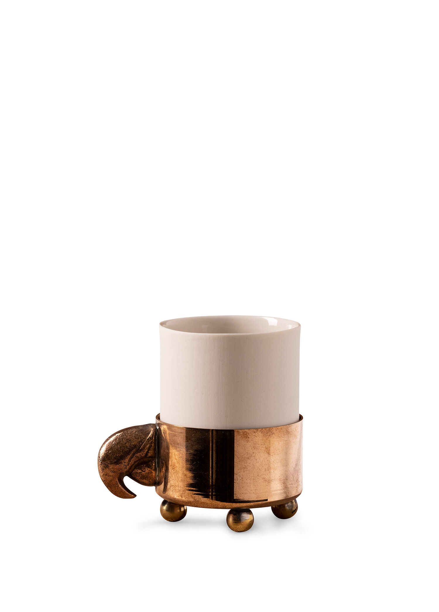 Papanok Bronz Beyaz Porselen Espresso Fincanı