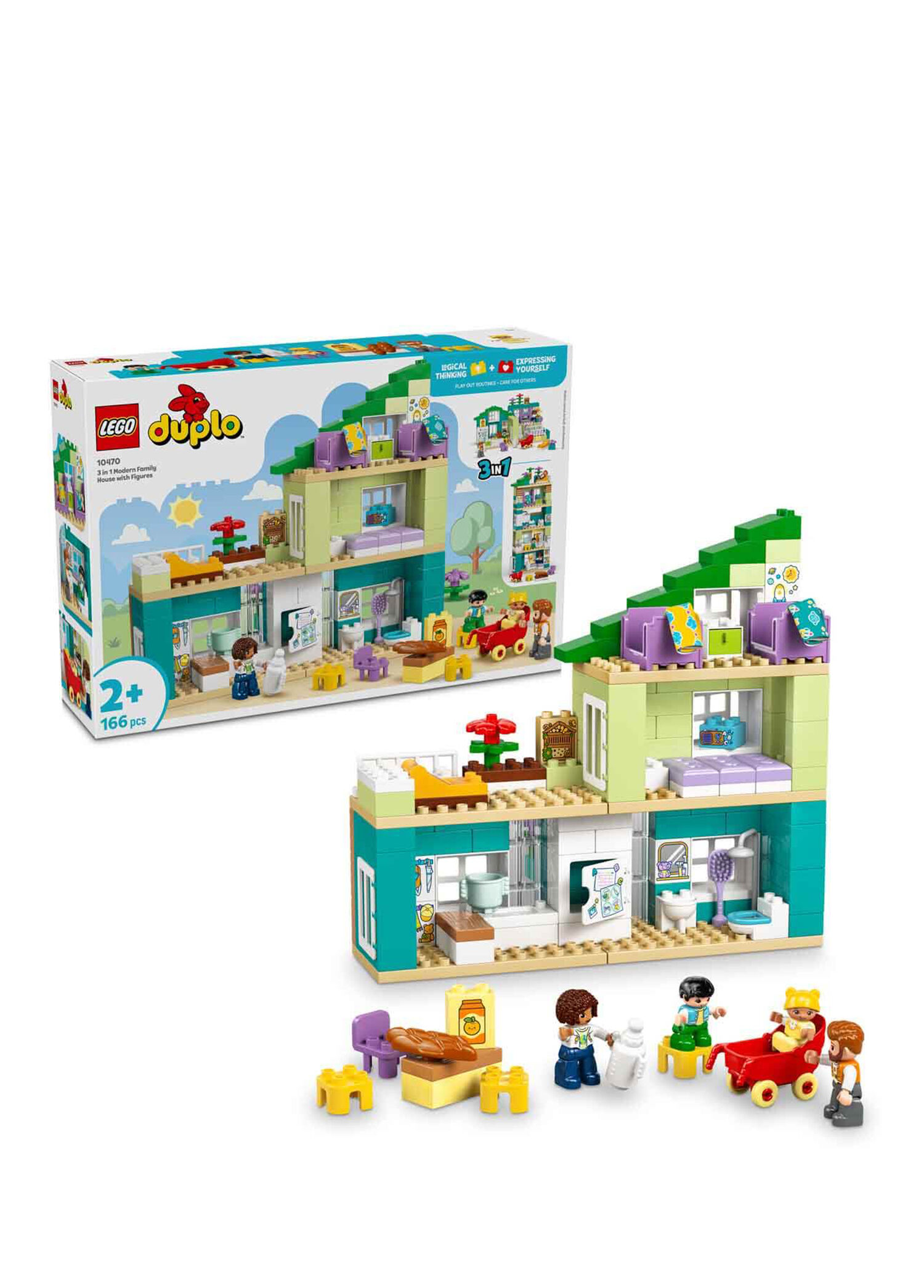 Duplo Kasabası 3’ü 1 Arada Figürlü Modern Aile Evi 166 Parça 2+ Yaş Yapı Oyuncağı 10470