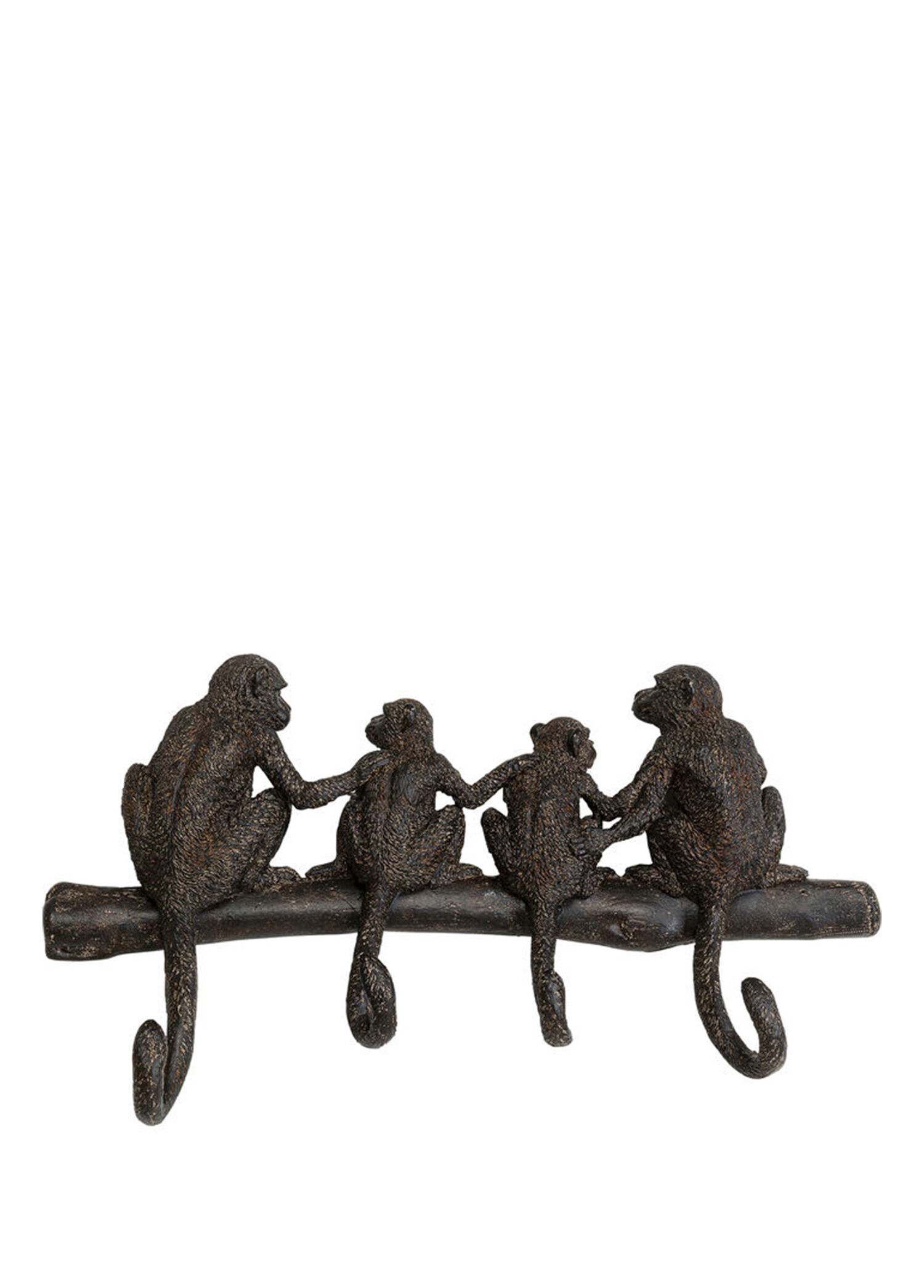 Coat Rack Monkey Family Kahverengi Dekoratif Askılık