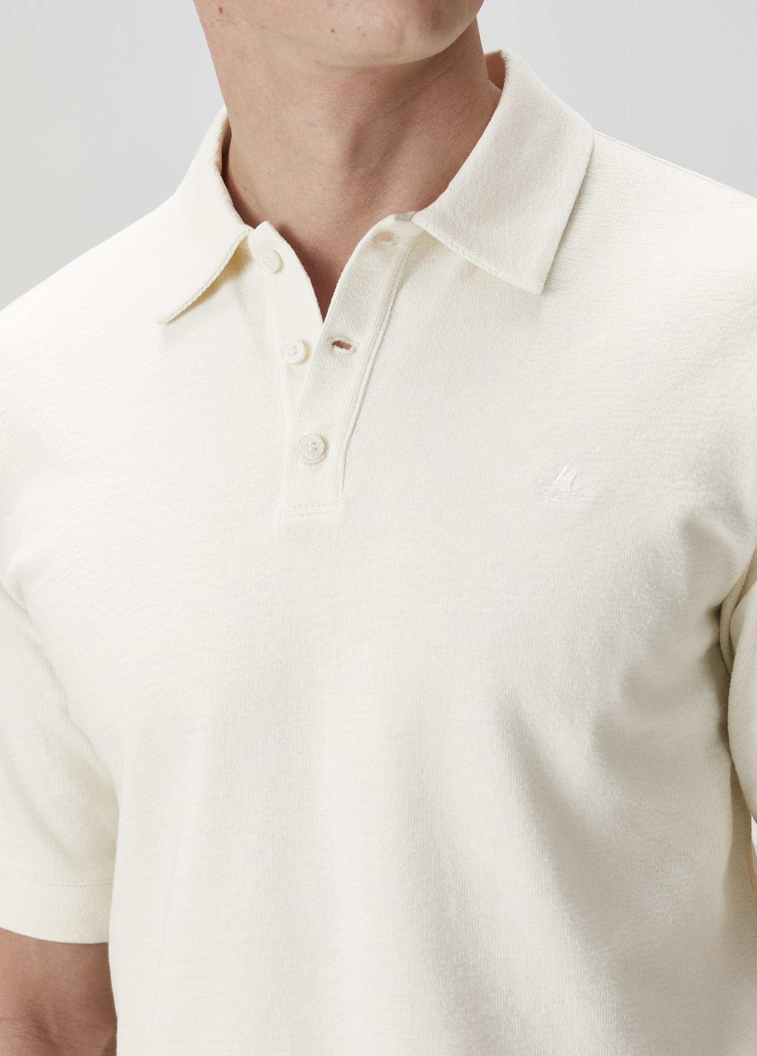 Comfort Fit Kırık Beyaz Polo Yaka T-shirt_5