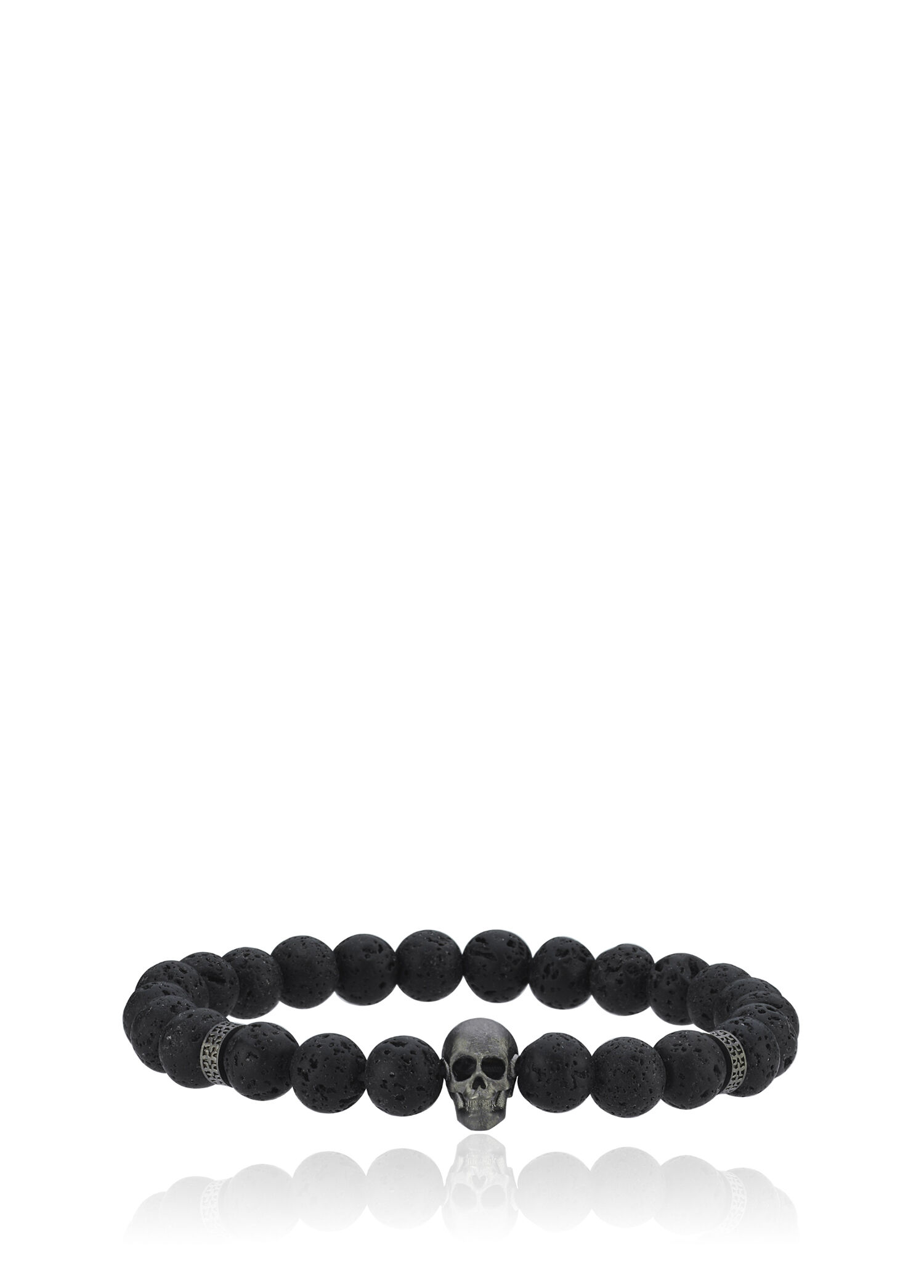Skull Lav Taşı 925 Ayar Gümüş Erkek Bileklik
