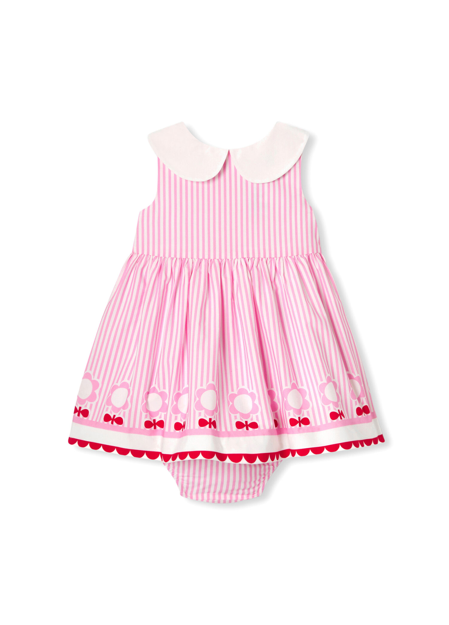 Pembe Kolsuz Poplin Kız Bebek Elbise