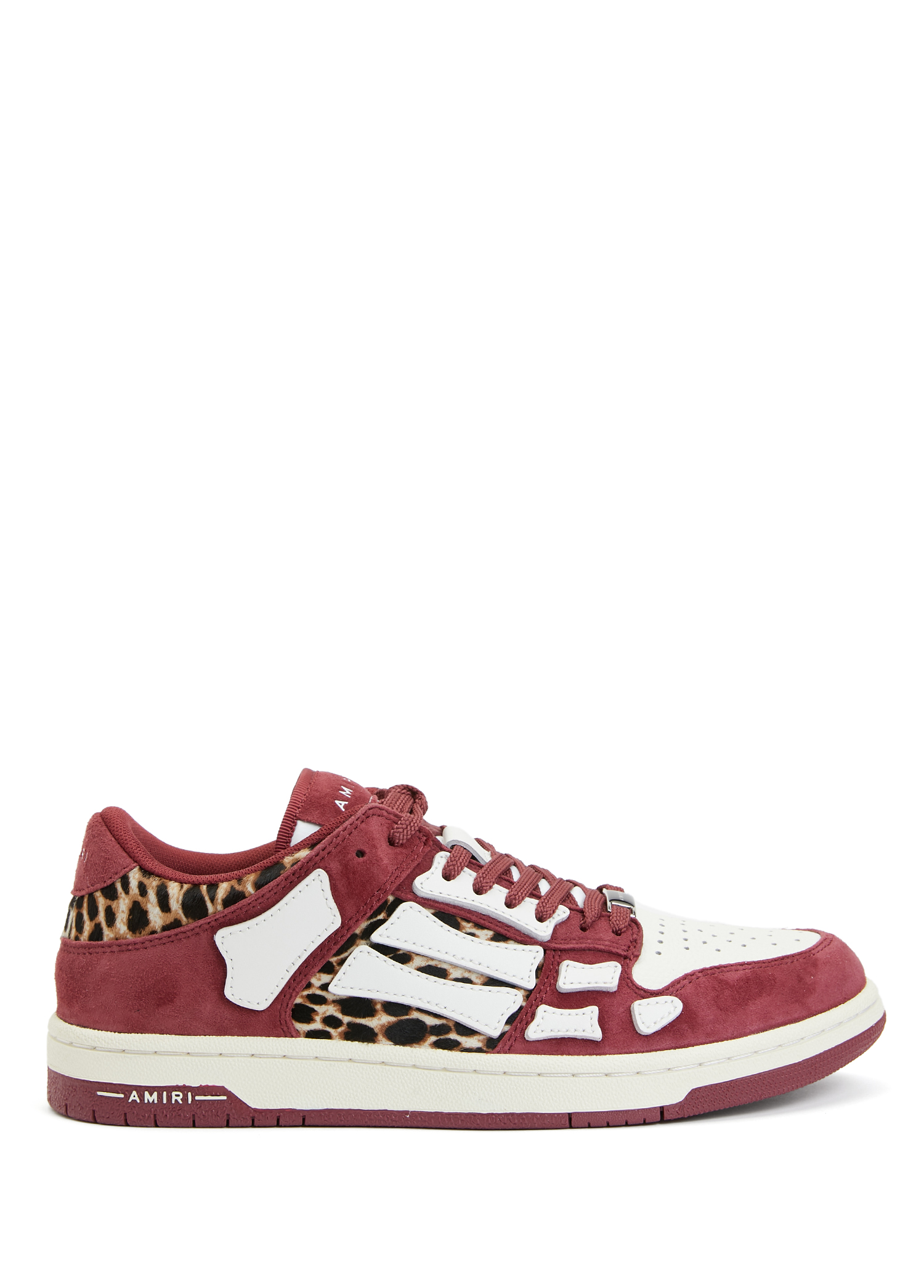 Leopard Skel Top Low Bordo Kadın Deri Sneaker