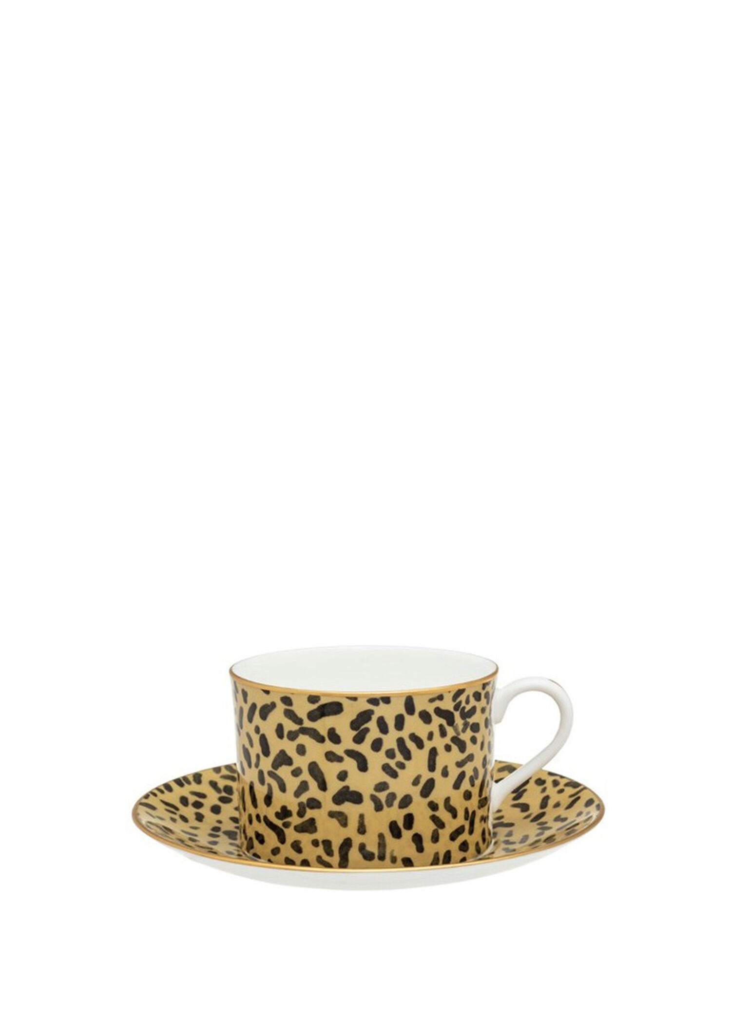Leopar Desenli Çini Çay Fincanı ve Tabağı