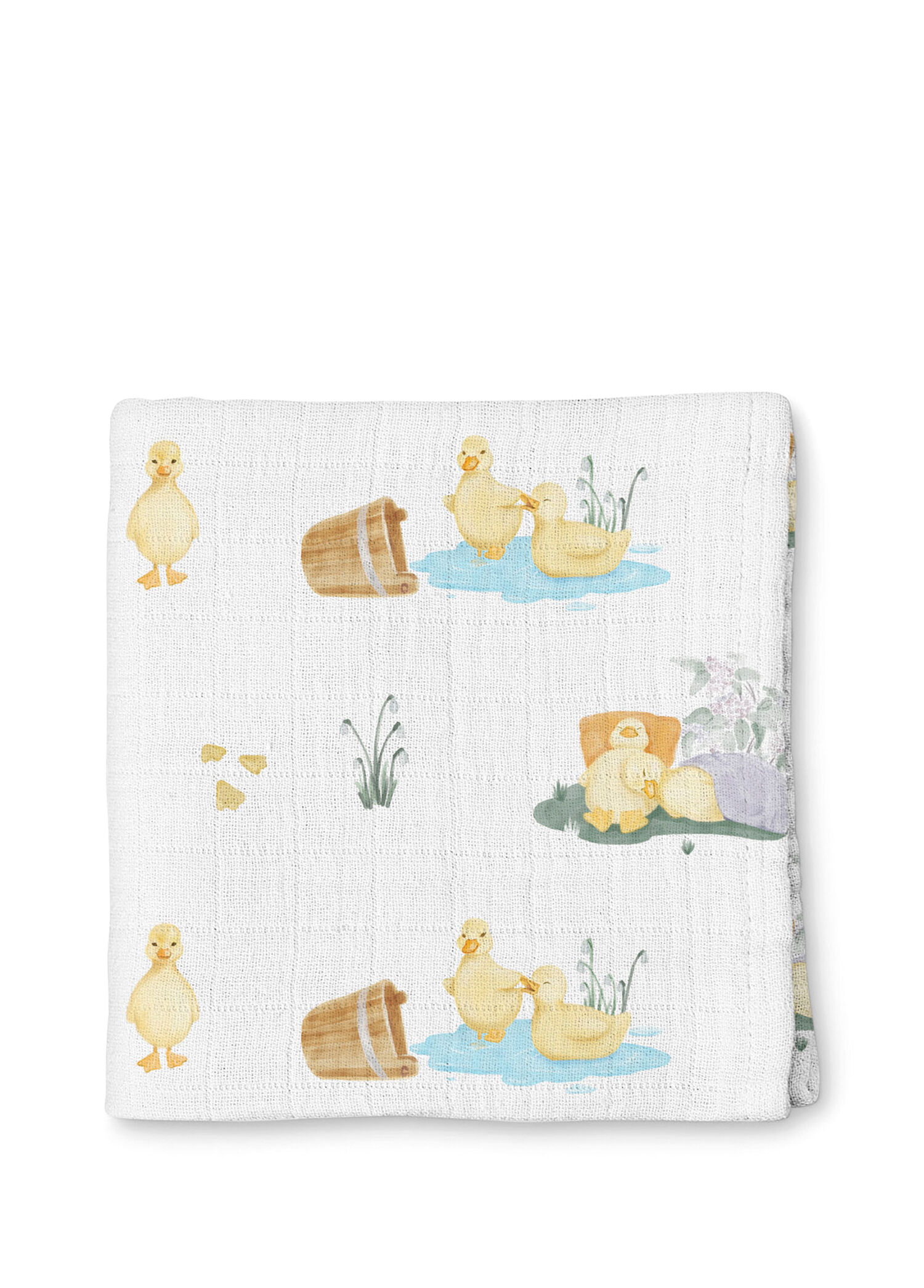 %100 Pamuk Petits Caneton Müslin Bebek Örtüsü 100x100 cm