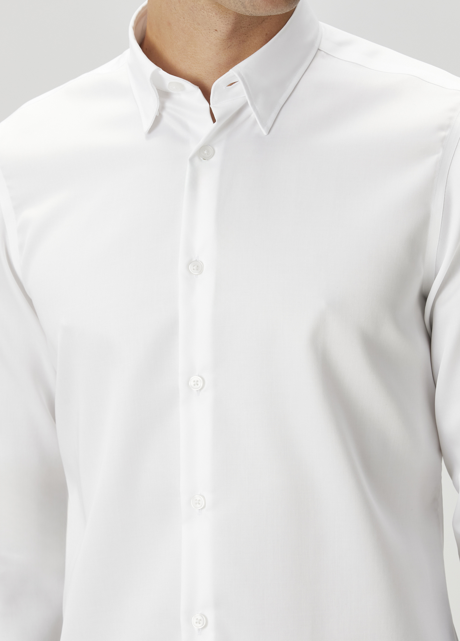 Slim Fit Beyaz Non-iron Gömlek_4