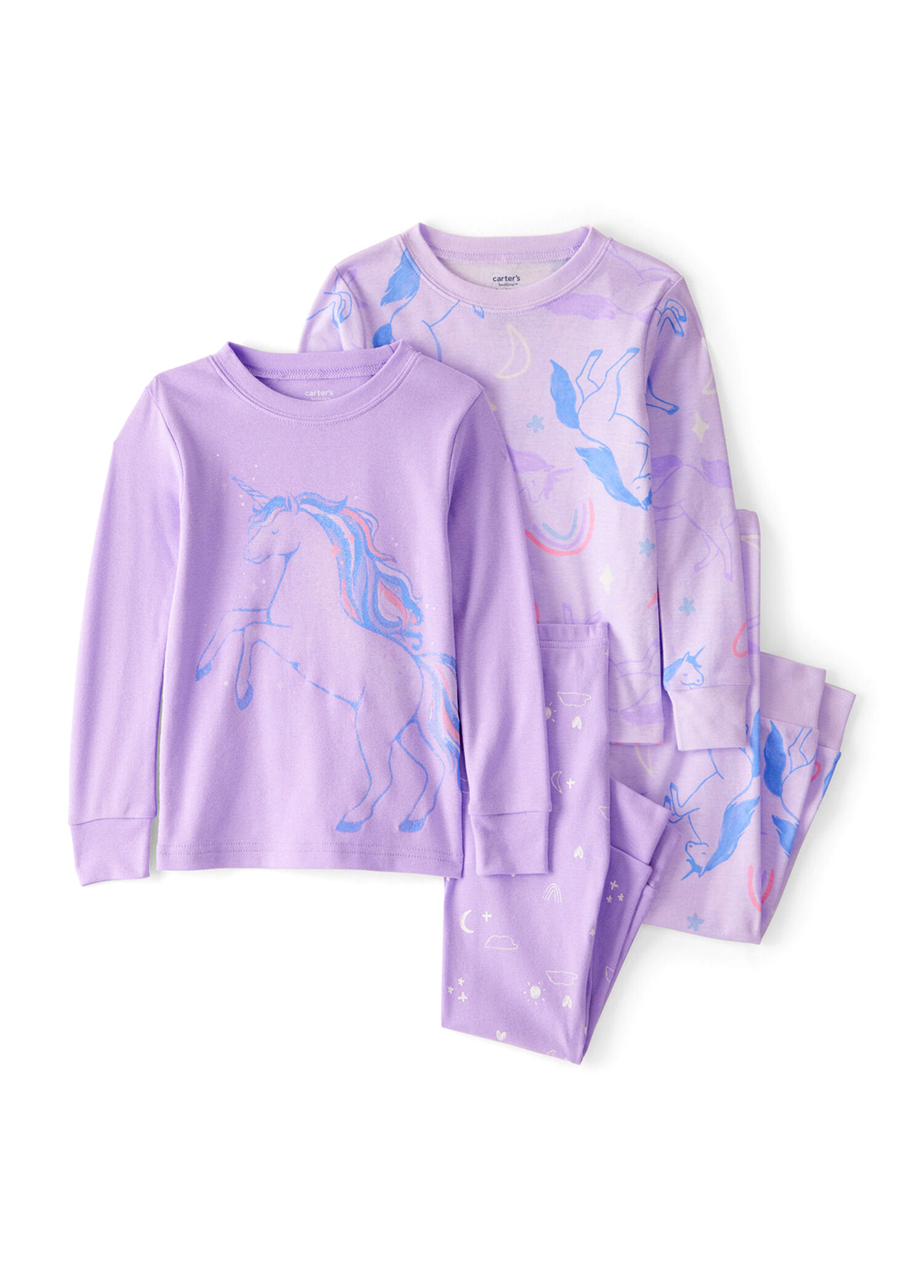 Lila Uzun Kollu Kız Bebek 3'lü Pijama Takımı
