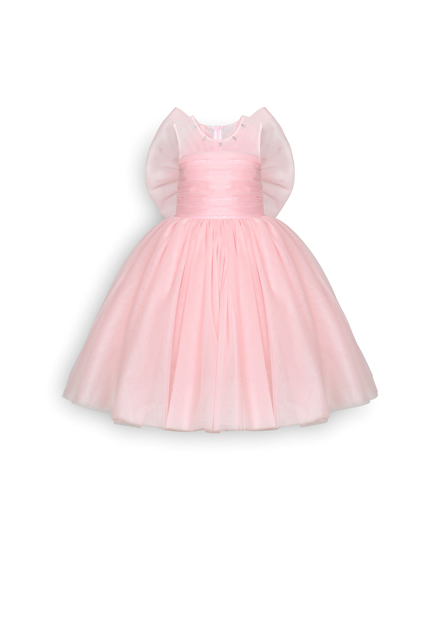Idyll Pembe Tül Fiyonk Detaylı Kız Çocuk Elbise
