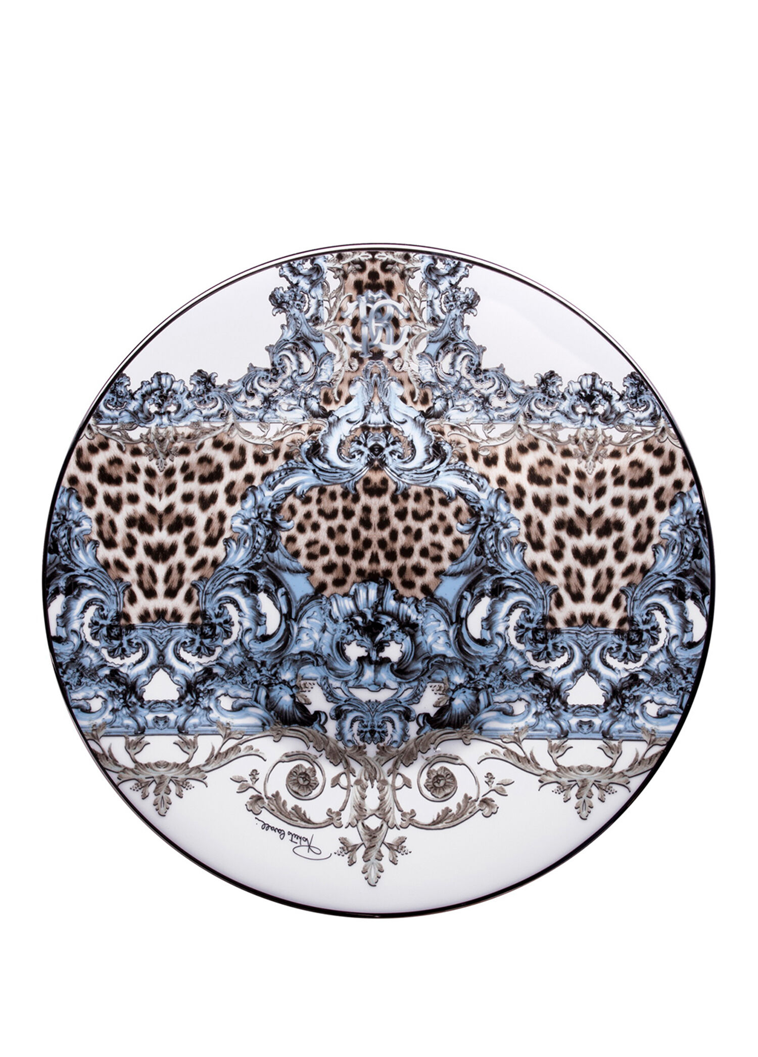Palazzo Pitti Leopar Desenli Porselen Servis Tabağı ve Supla 32 cm