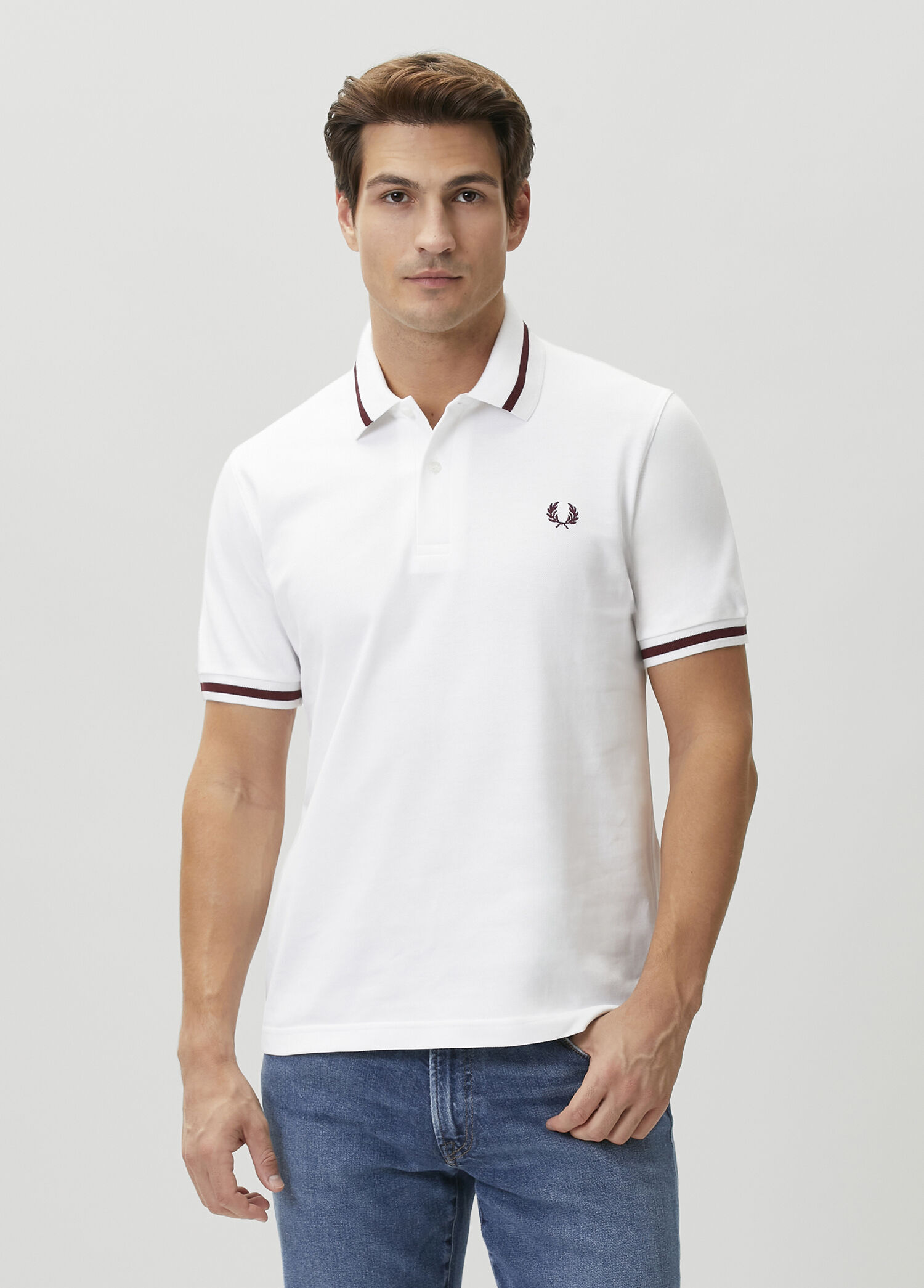 Single Tipped Beyaz Polo Yaka T-shirt