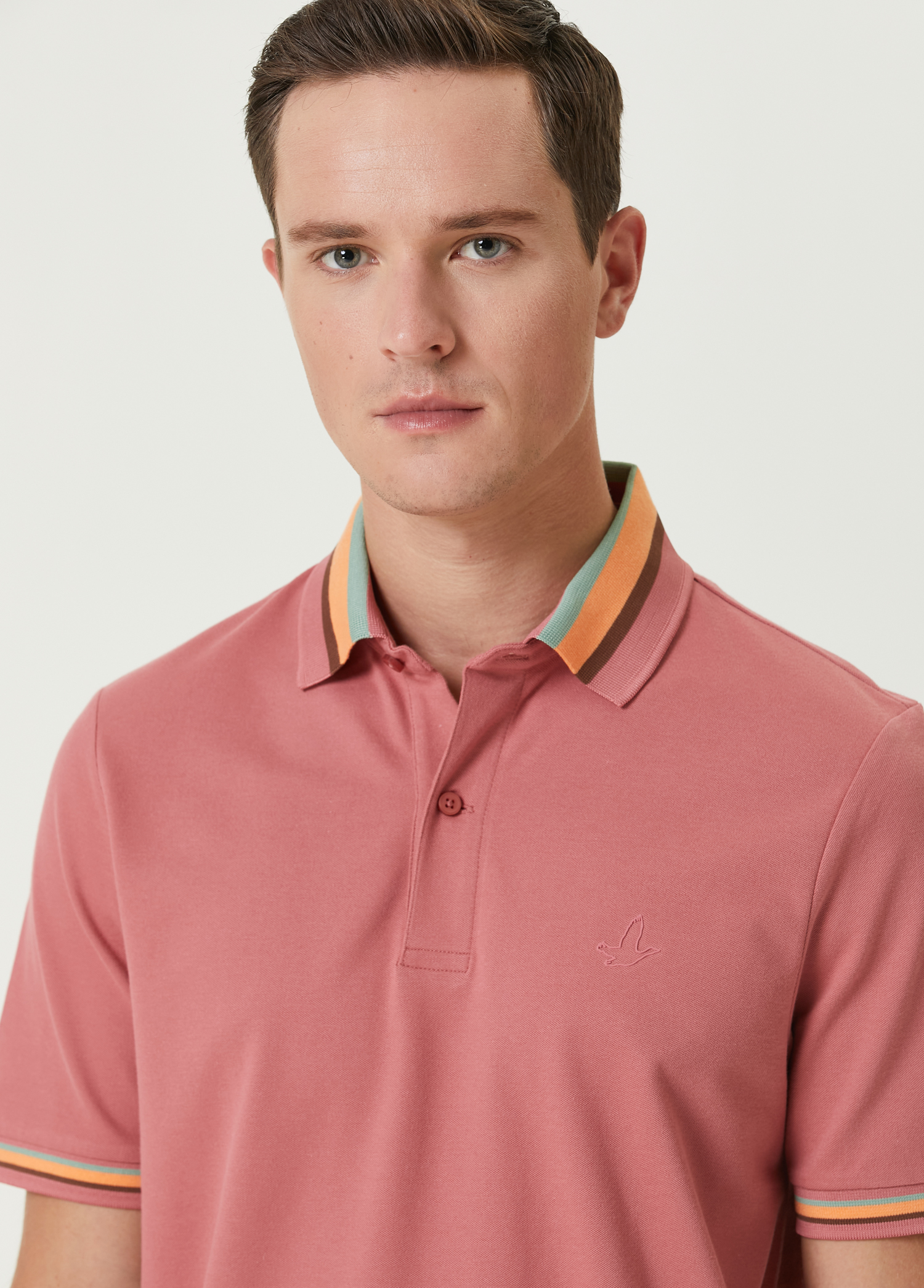 Comfort Fit Polo Yaka Colorblocked Detaylı T-shirt_5