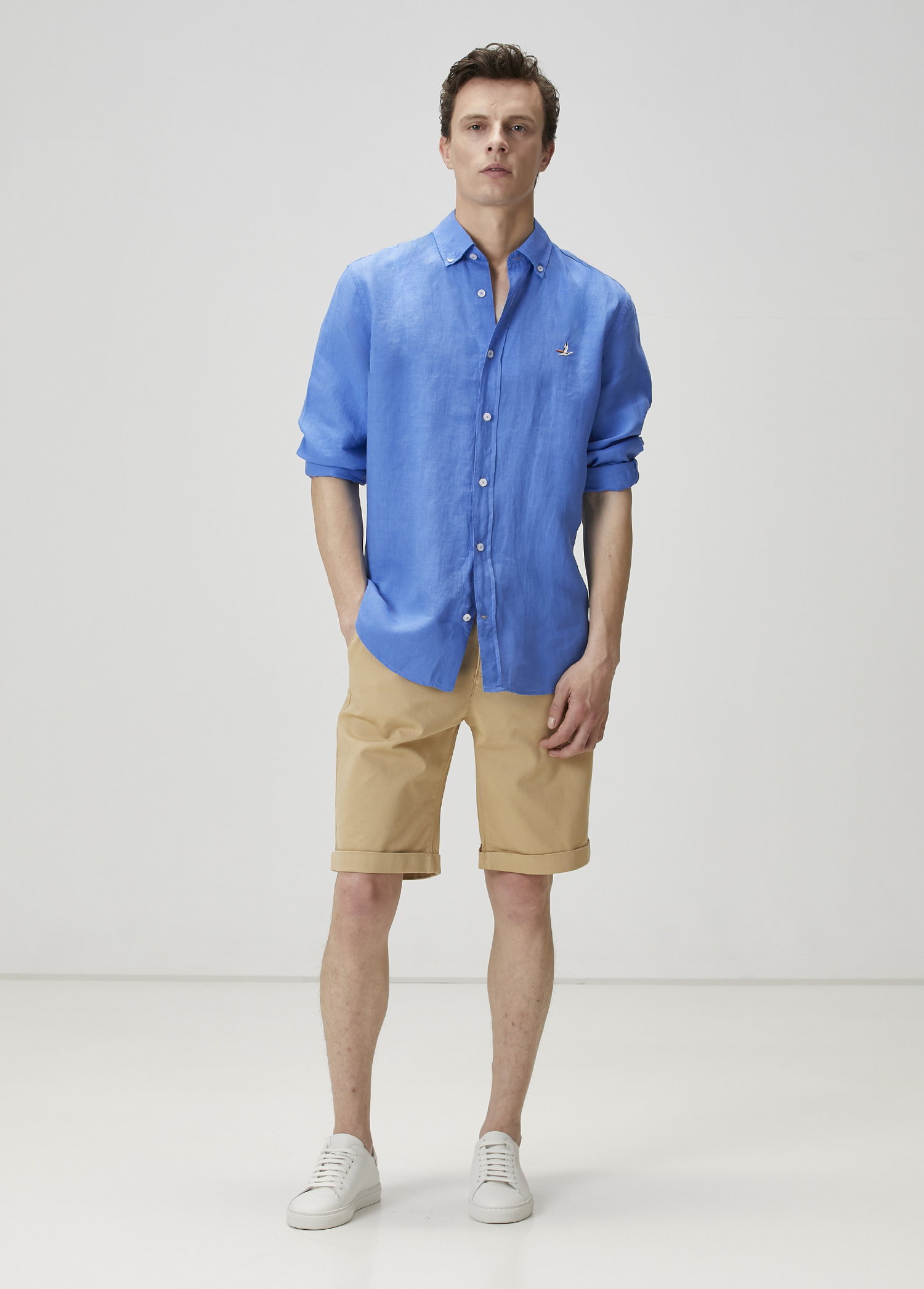 Slim Fit Beige Shorts
